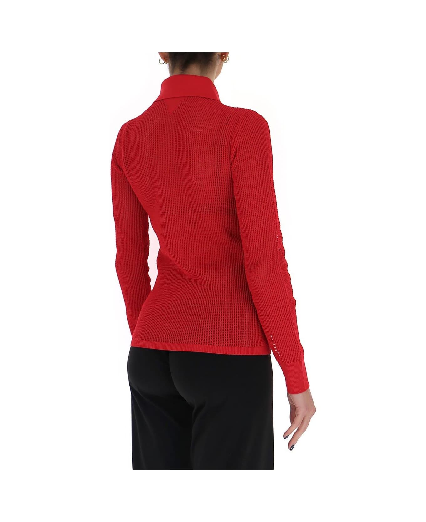 Bottega Veneta Mesh Buttoned Cardigan - RED