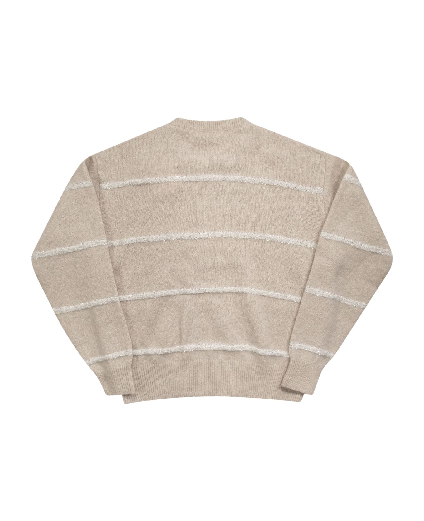 Brunello Cucinelli Alpaca, Cotton And Wool Sweater With Sequins - Beige