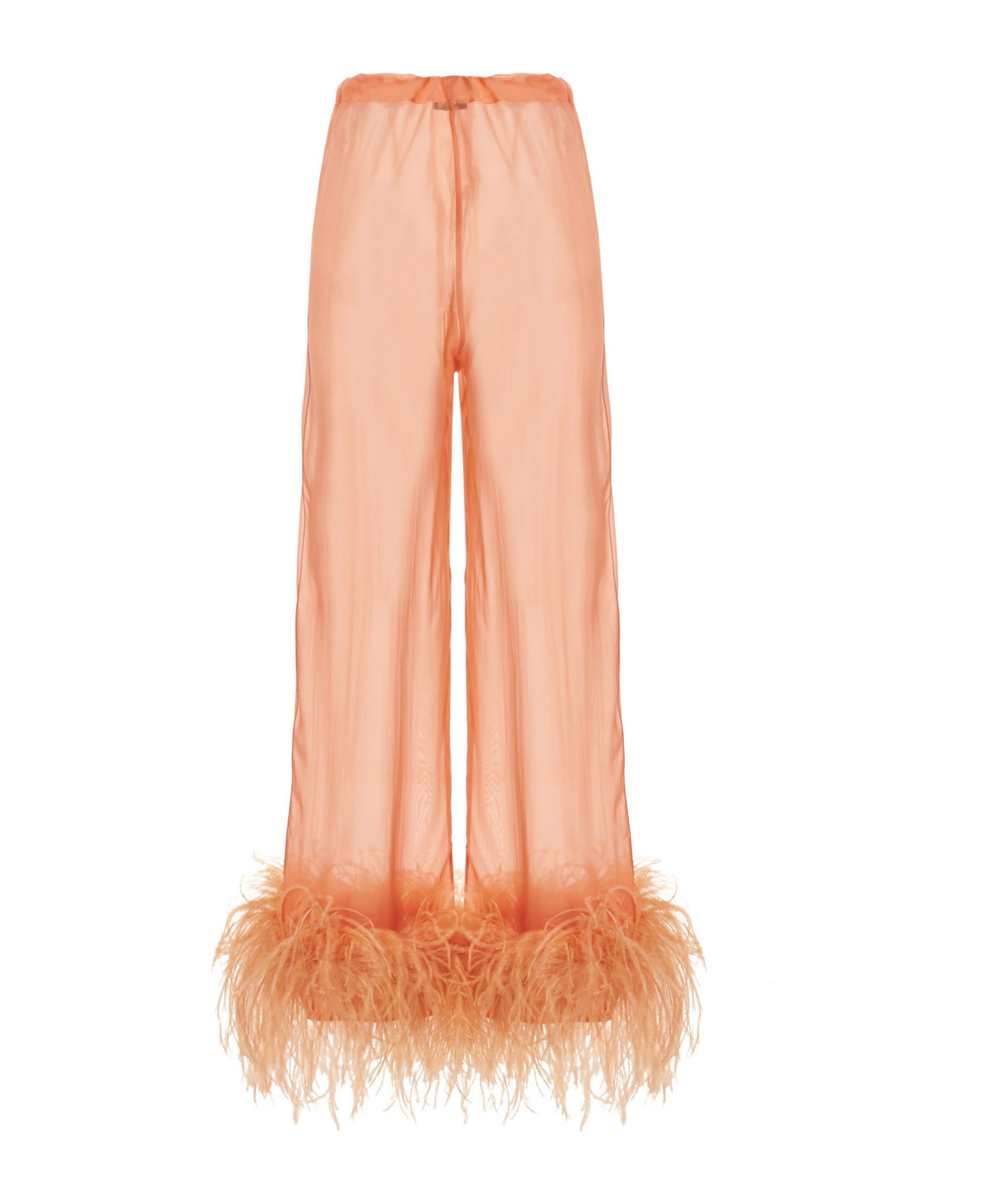 Oseree Feather Silk Pants - Pink