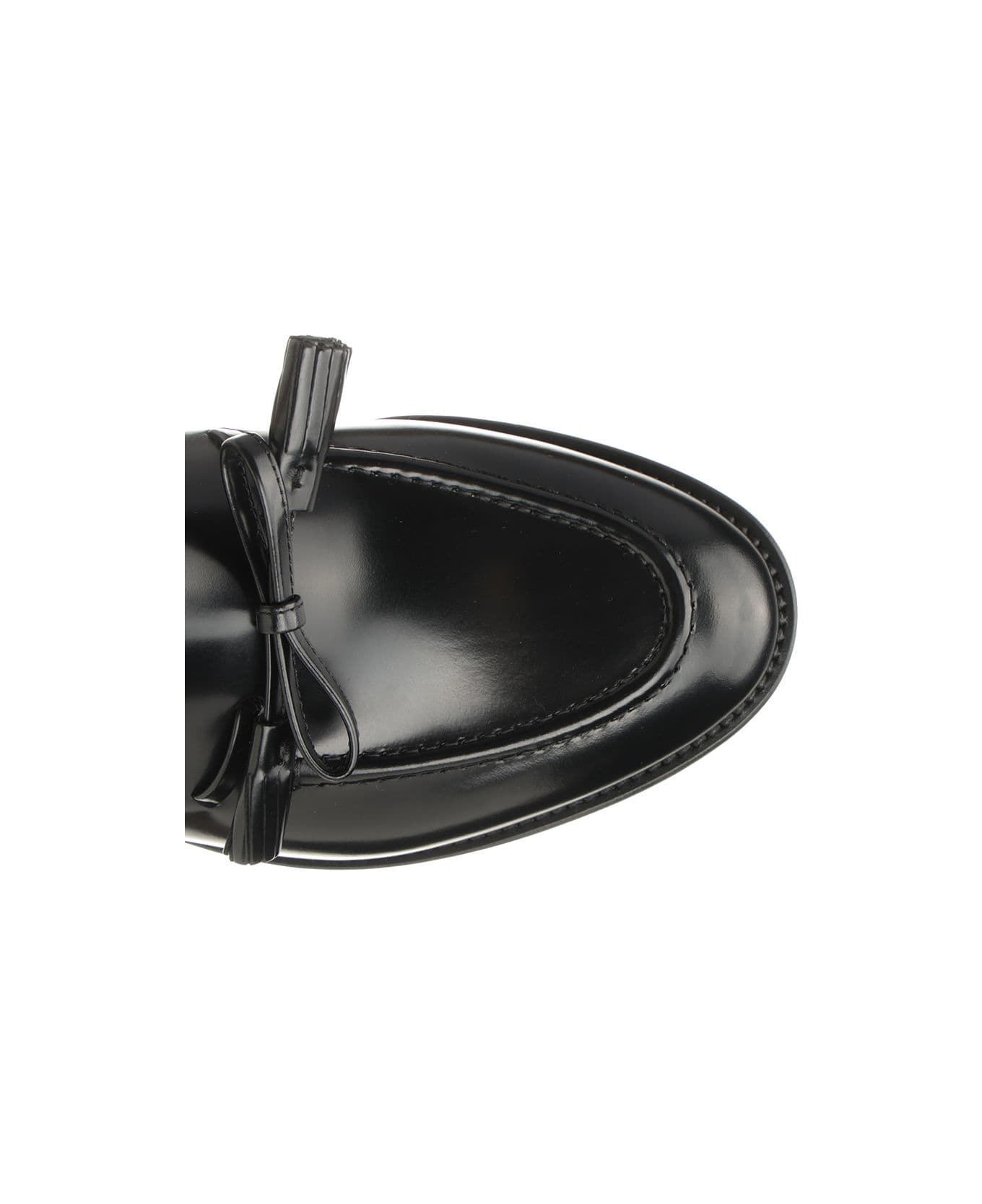 Valentino Garavani Bowshire Moccasin In Shiny Calfskin - BLACK