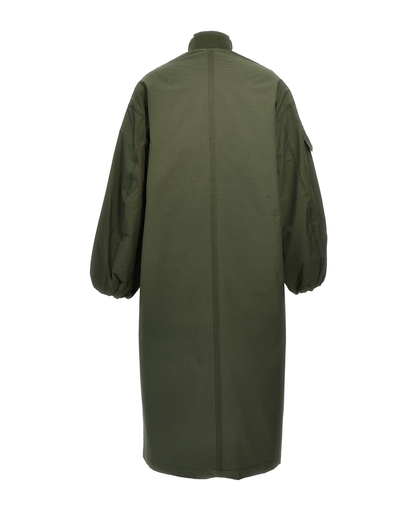 Ganni 'tech Seersucker Shell' Long Jacket - Green