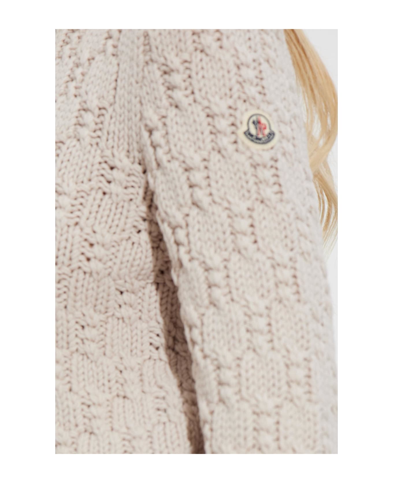 Moncler Sweater With Decorative Knit - NEUTRALS