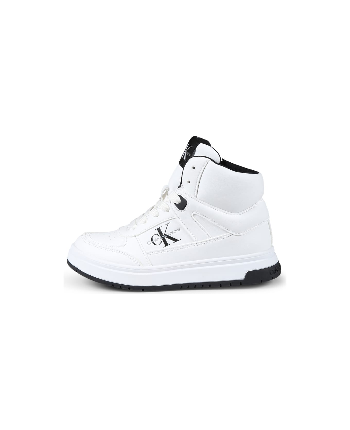 Calvin Klein White Sneakers For Kids With Logo - White