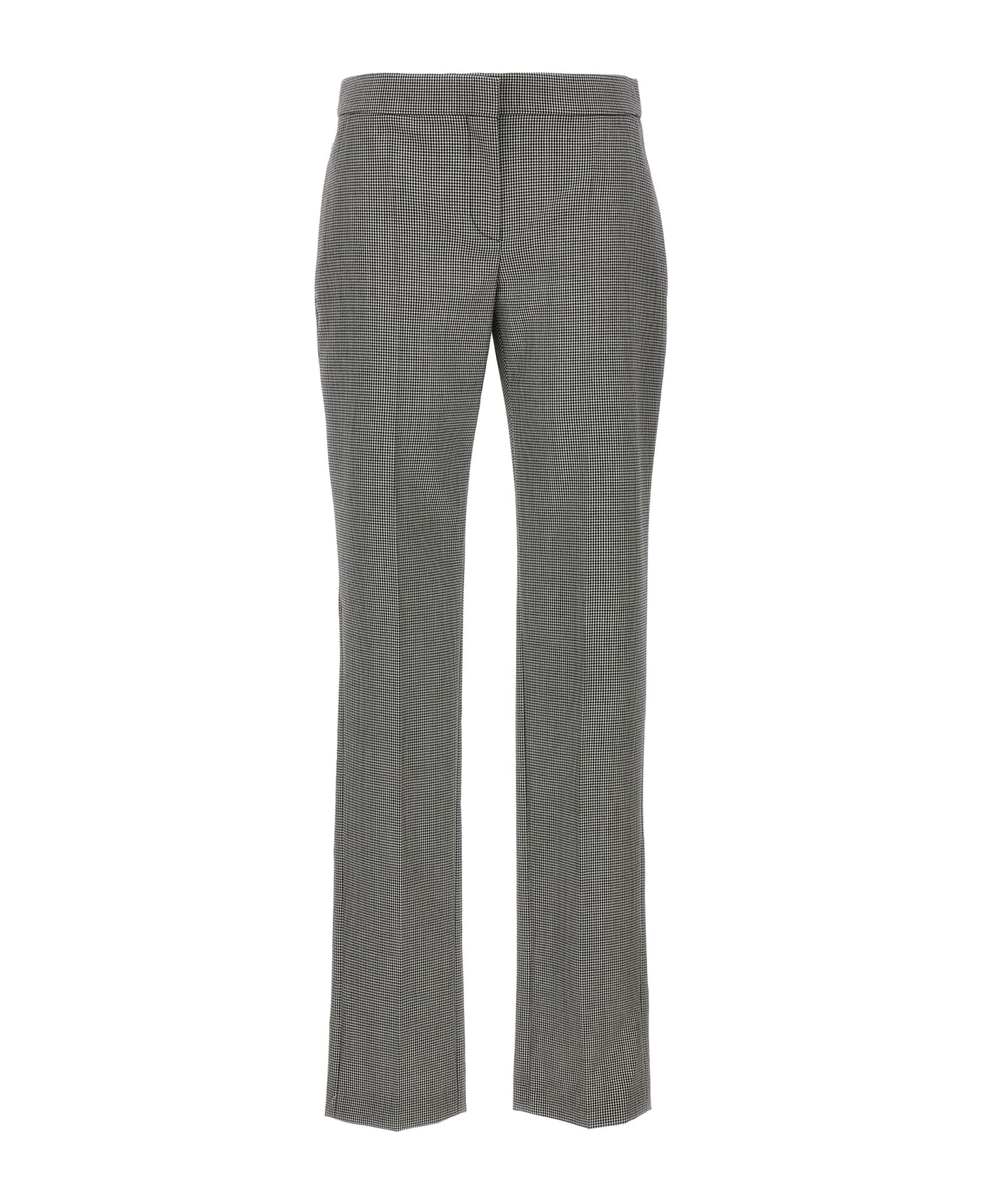 Alexander McQueen Tailored Pants With Houndstooth Motif In Wool - White/Black