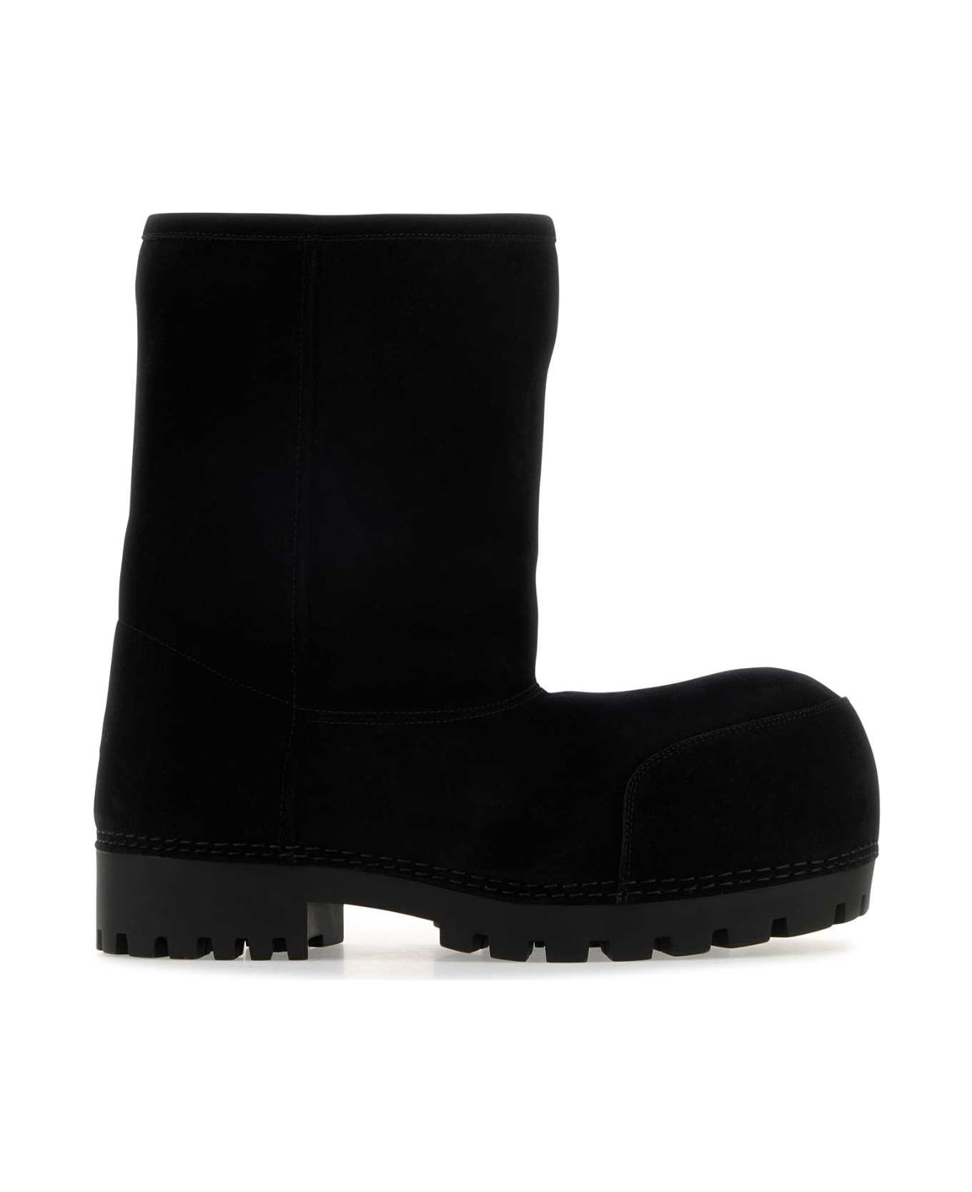 Balenciaga Black Suede Alaska Ankle Boots - Black