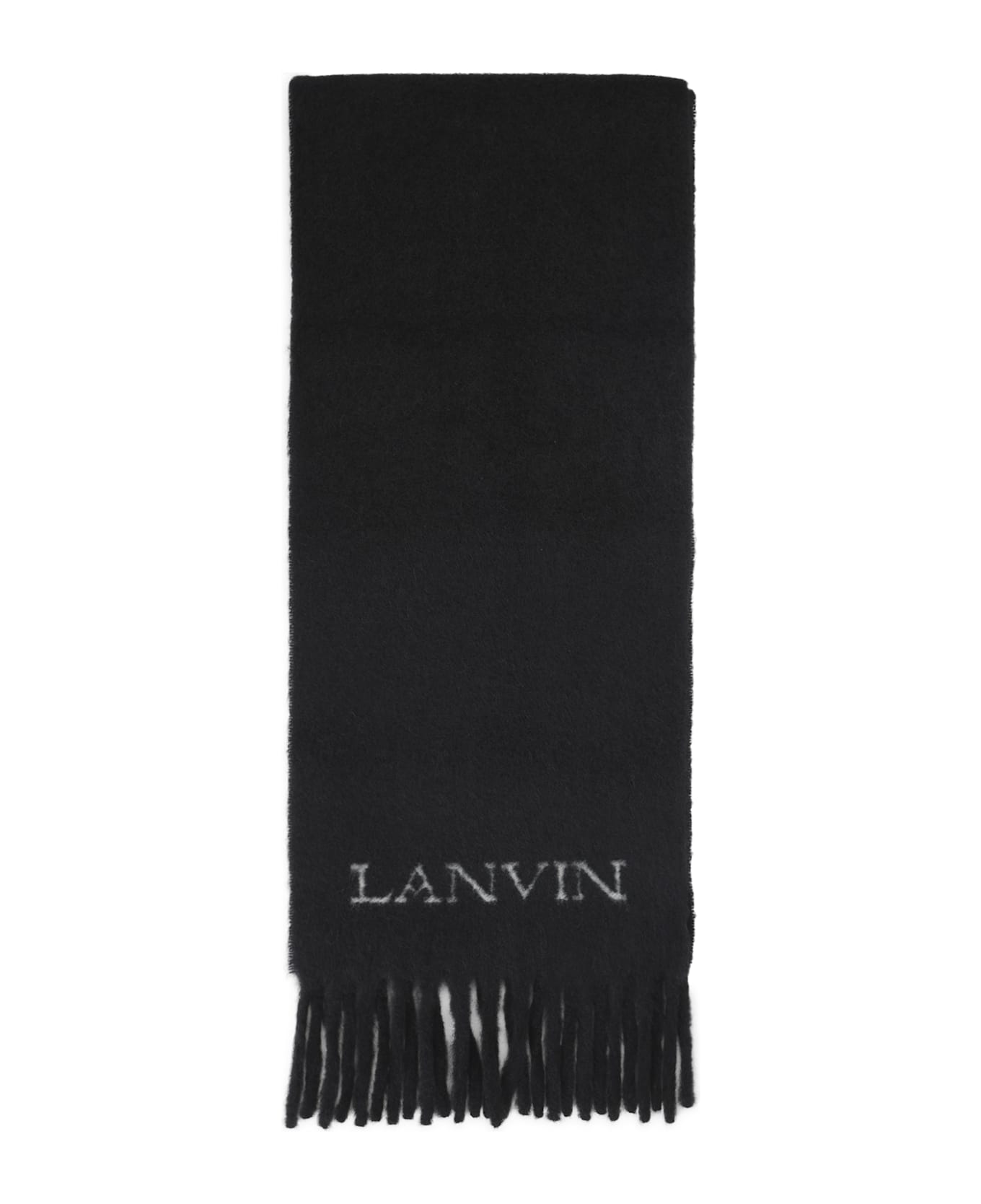 Lanvin Woven Alpaca Scarf - Black Midnight Blue