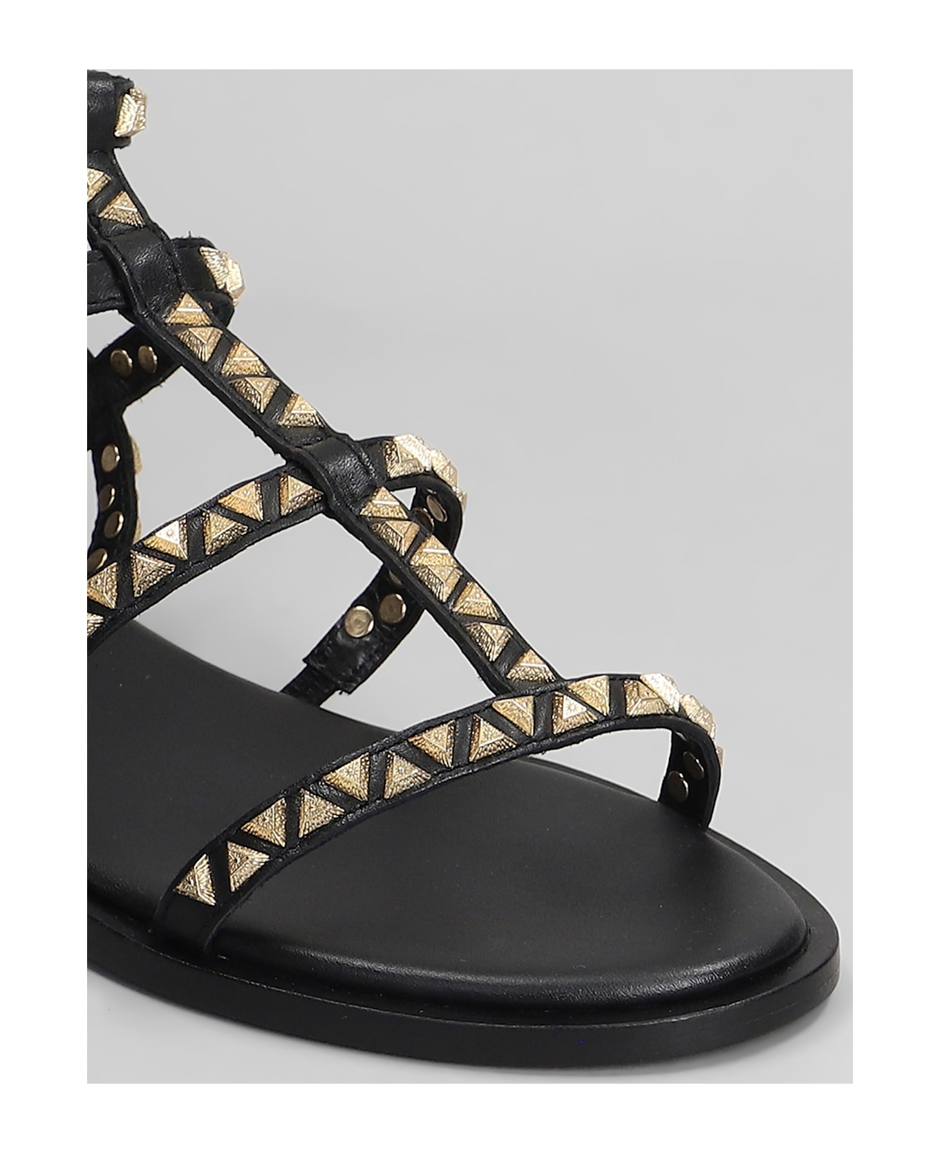 Ash Pandora Flats In Black Leather - black