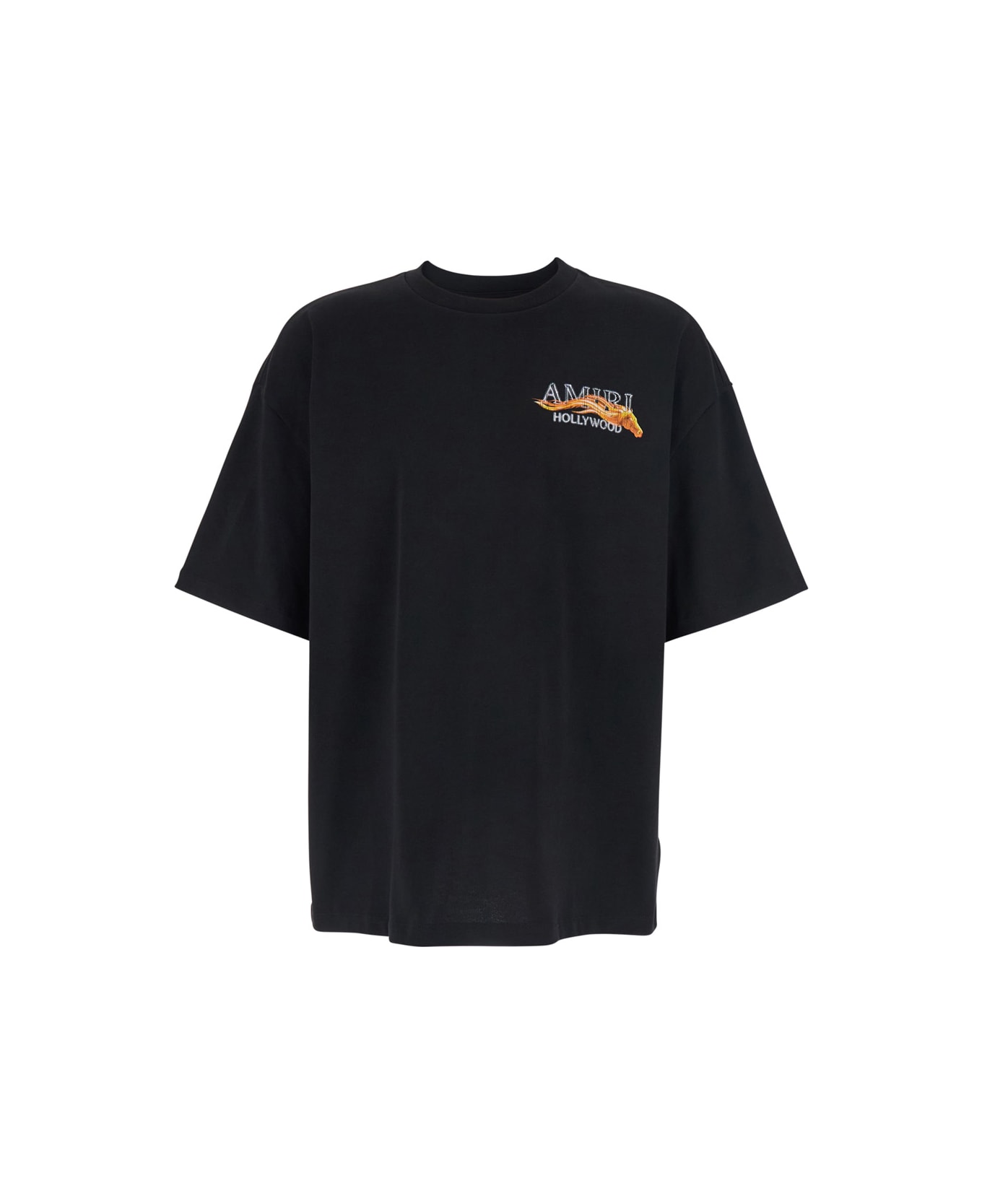 AMIRI Black Crewneck T-shirt With Logo On Front And On The Back In Cotton Man - Black