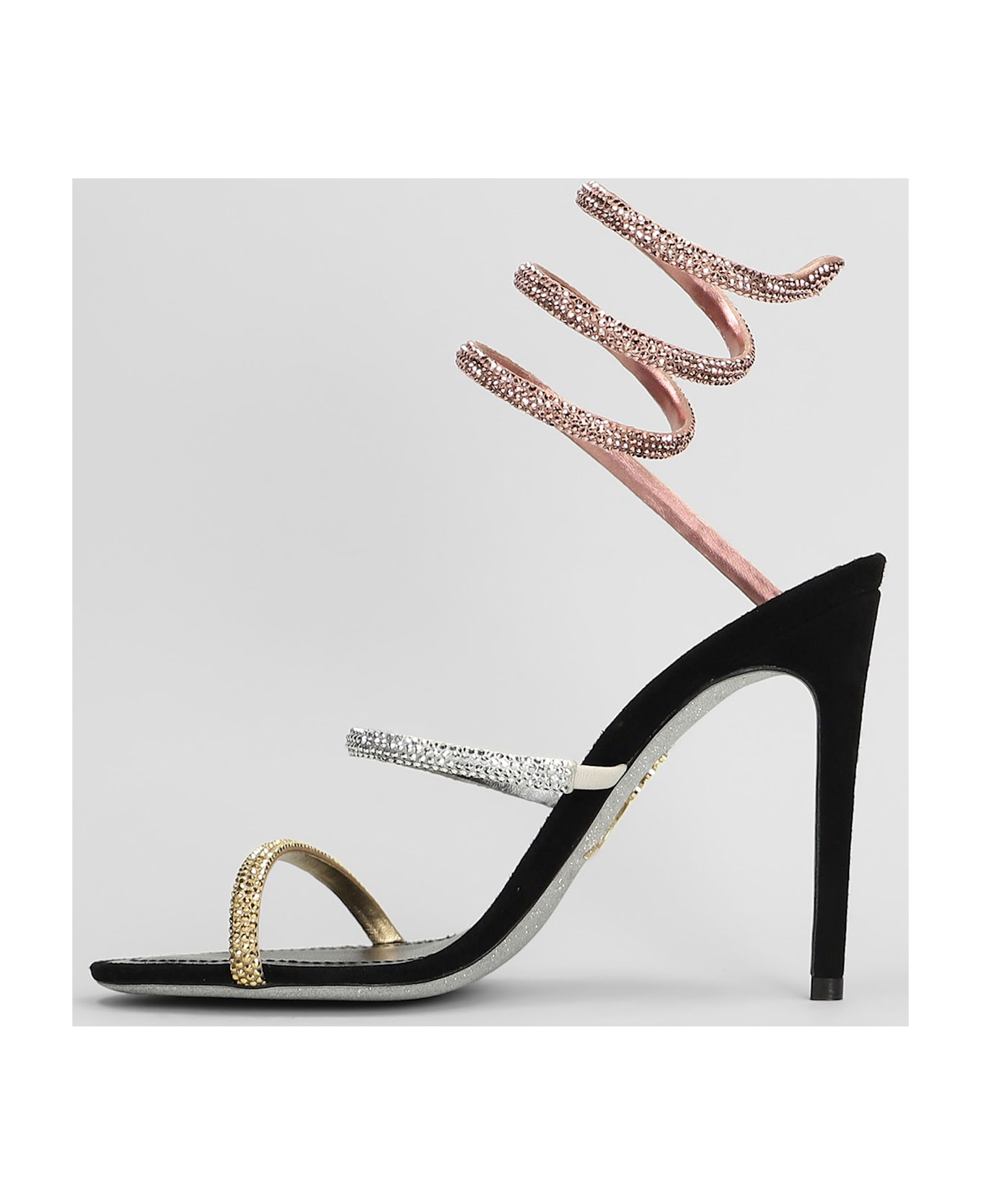 René Caovilla Trigold Sandals In Black Leather - black