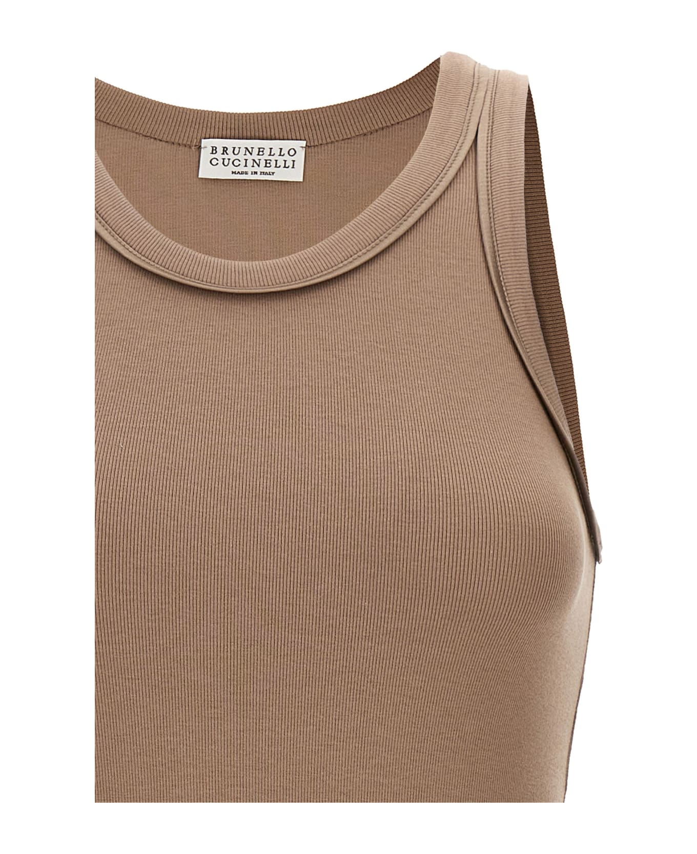Brunello Cucinelli Ribbed Top - Brown タンクトップ