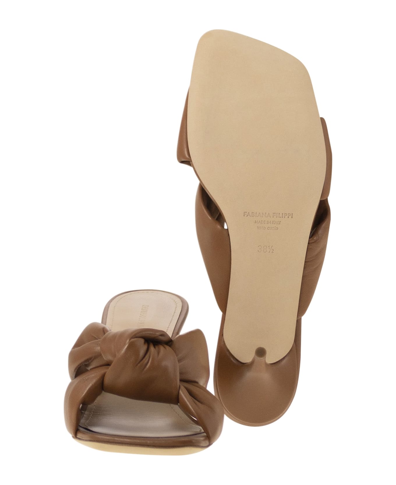 Fabiana Filippi Sandal Mules On Heel And Knot - Leather
