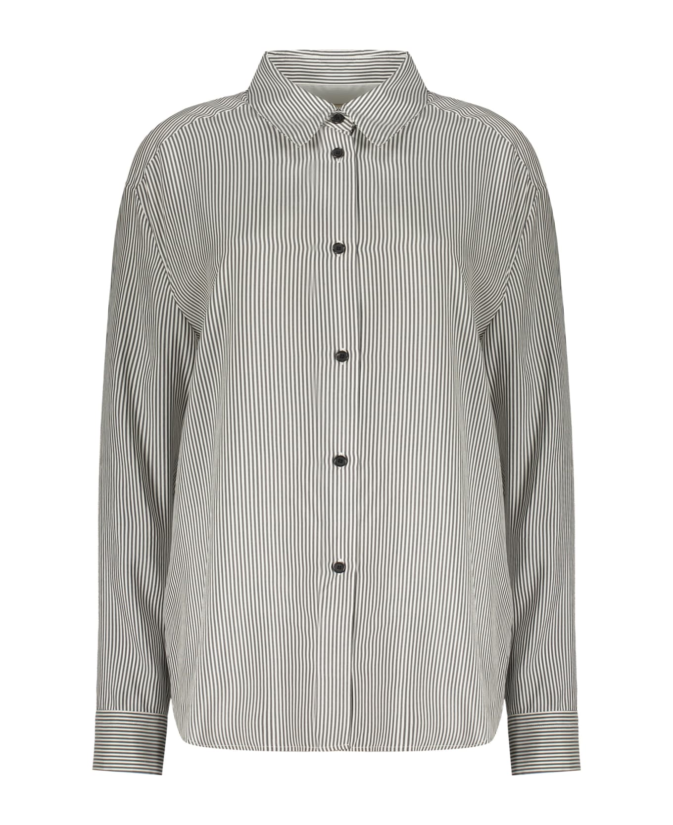 Khaite Argo Striped Silk Shirt - White