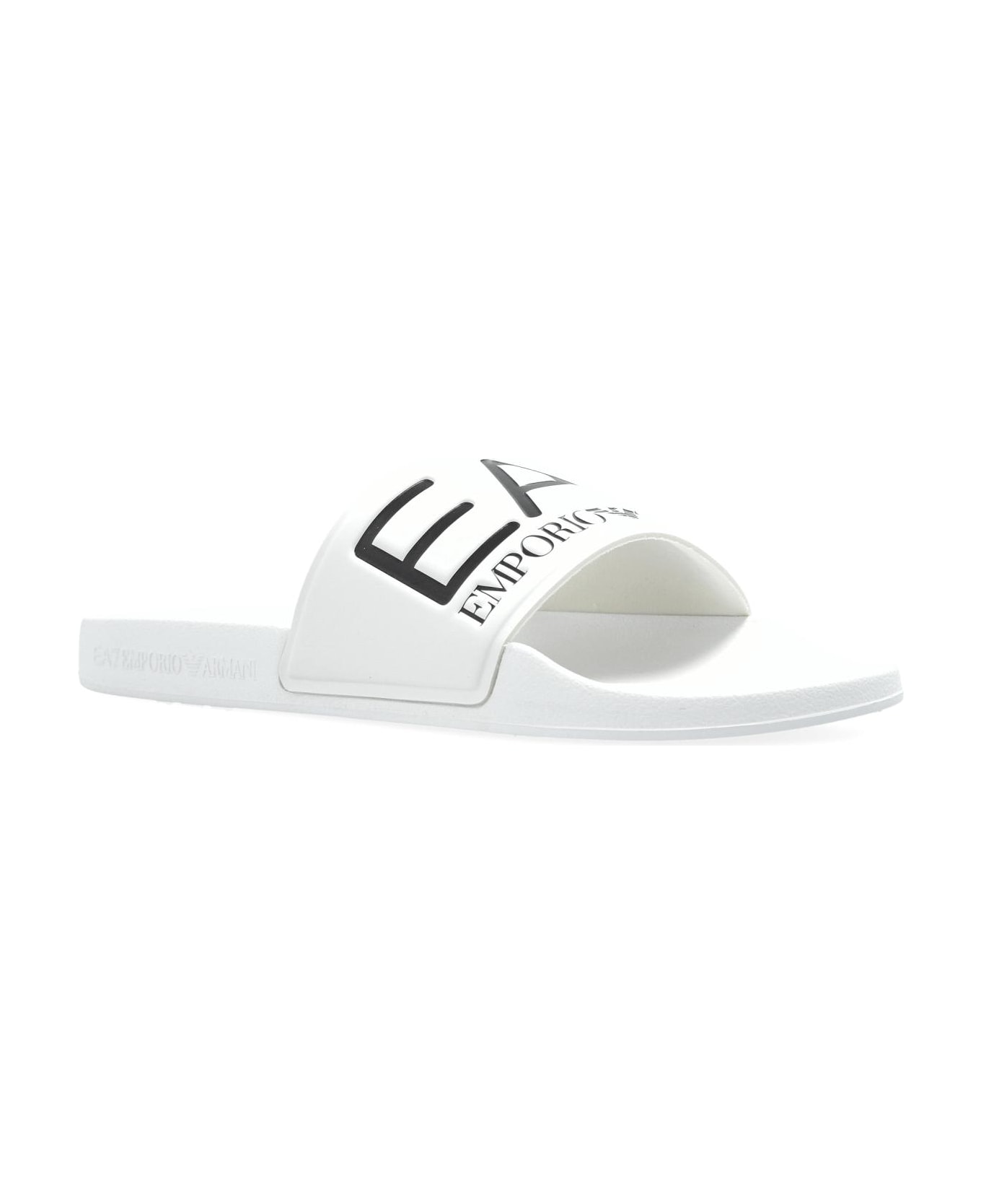 EA7 Emporio Armani Rubber Slides With Logo - Ice