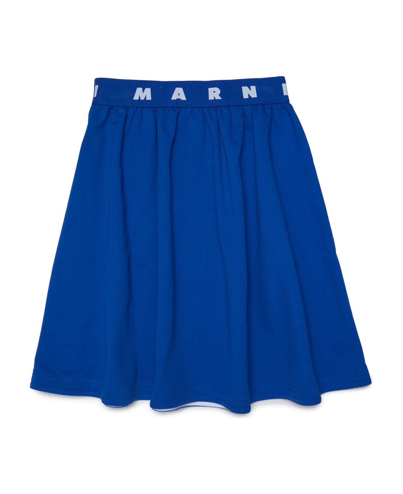 Marni Mg112f Skirt Marni Blue Plush Skirt With Daisy Pattern - Marni S S Organic Jersey Tee Lily White