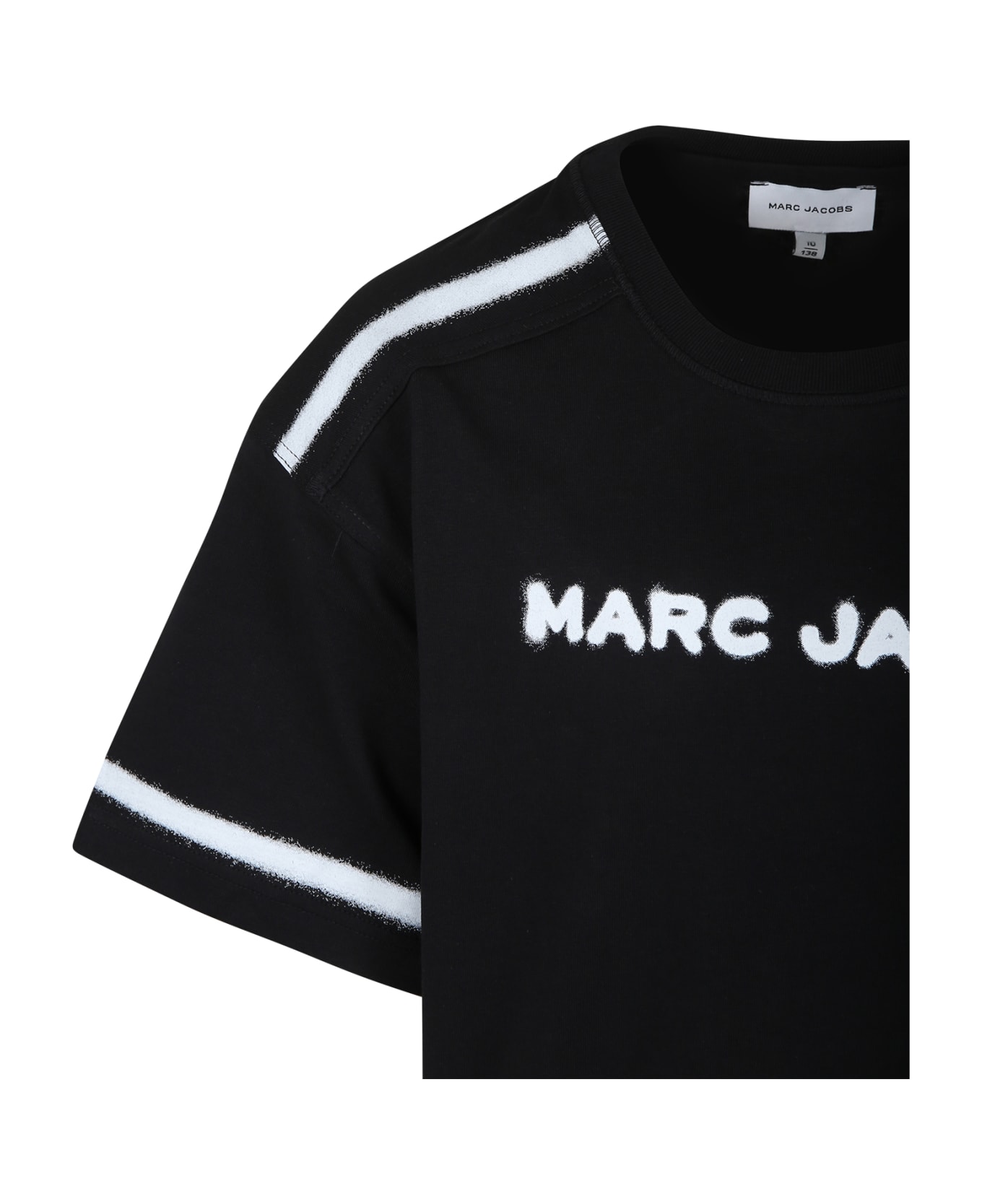 Little Marc Jacobs Black T-shirt For Girl With Logo - Black Tシャツ＆ポロシャツ