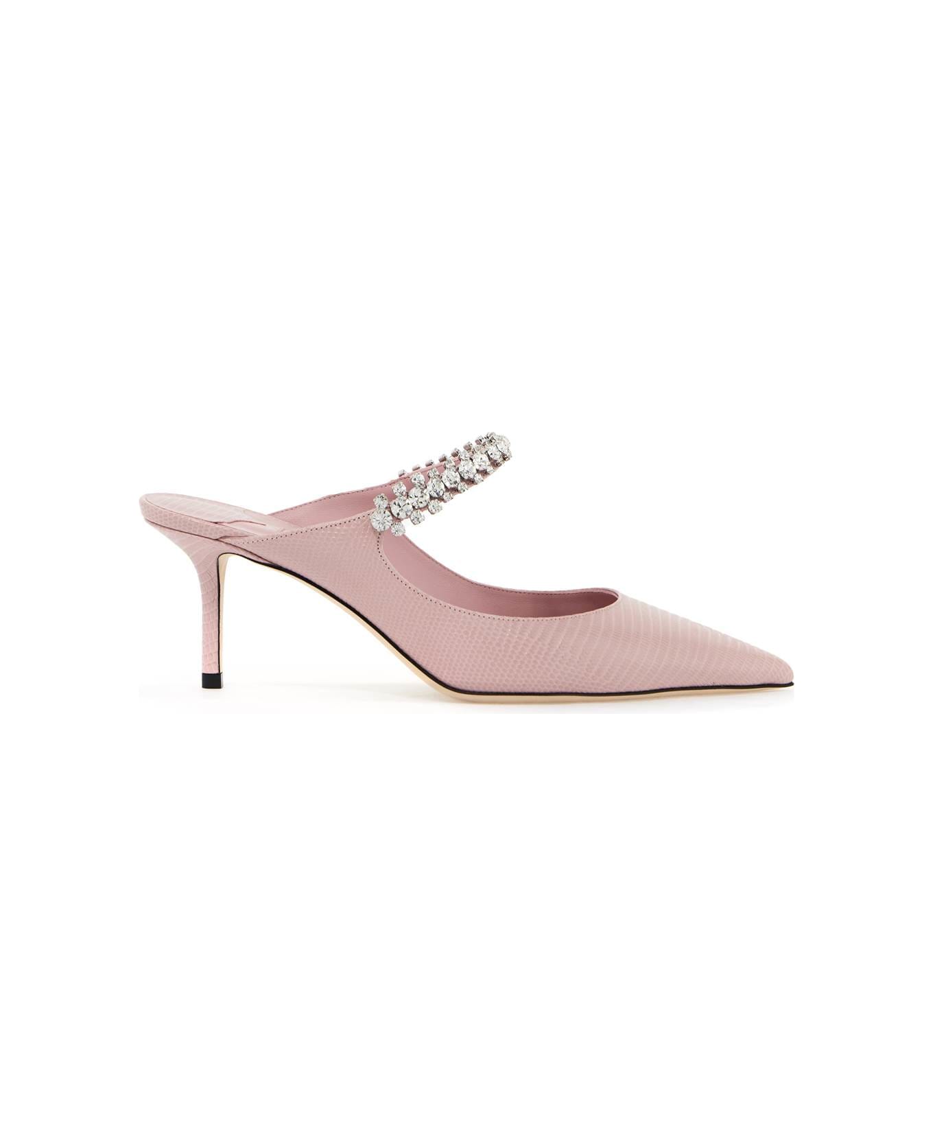 Jimmy Choo Lizard-embossed Leather Bing 65 Mules - ROSE (Pink)