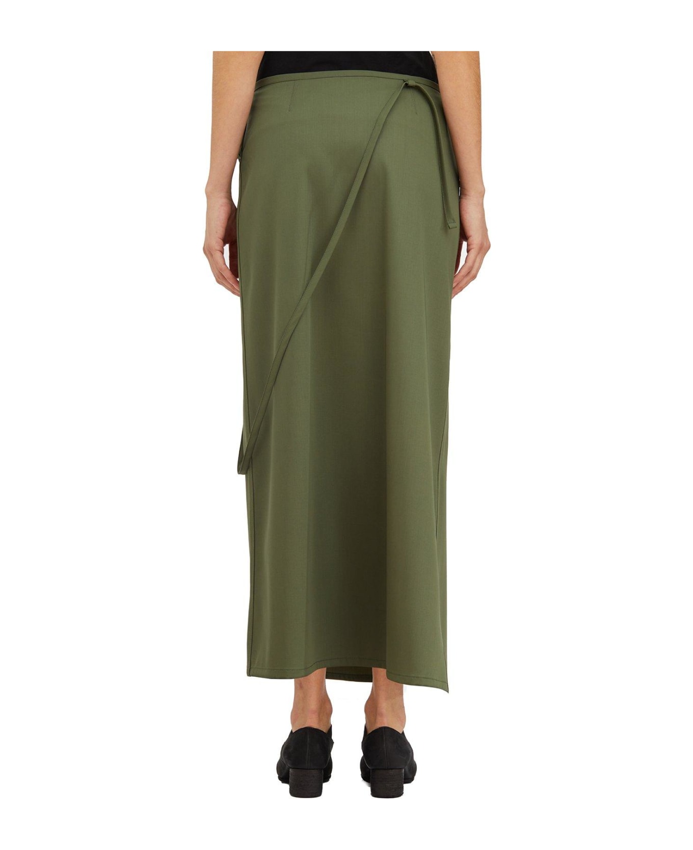 Lemaire Tied-waist Wrapped Midi Skirt - SMOKY GREEN