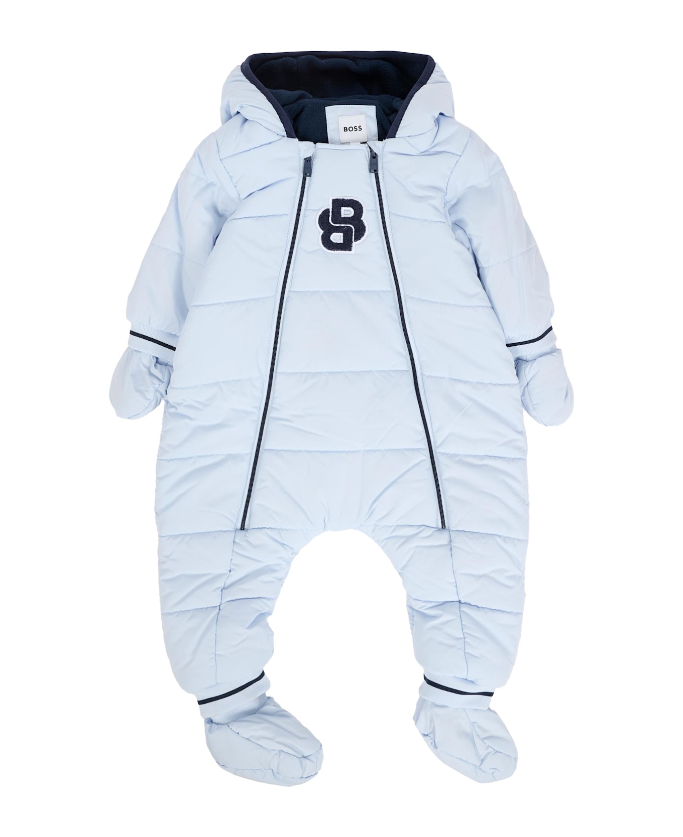 Hugo Boss Light Blue Down Jacket For Baby Boy With Logo - Light Blue