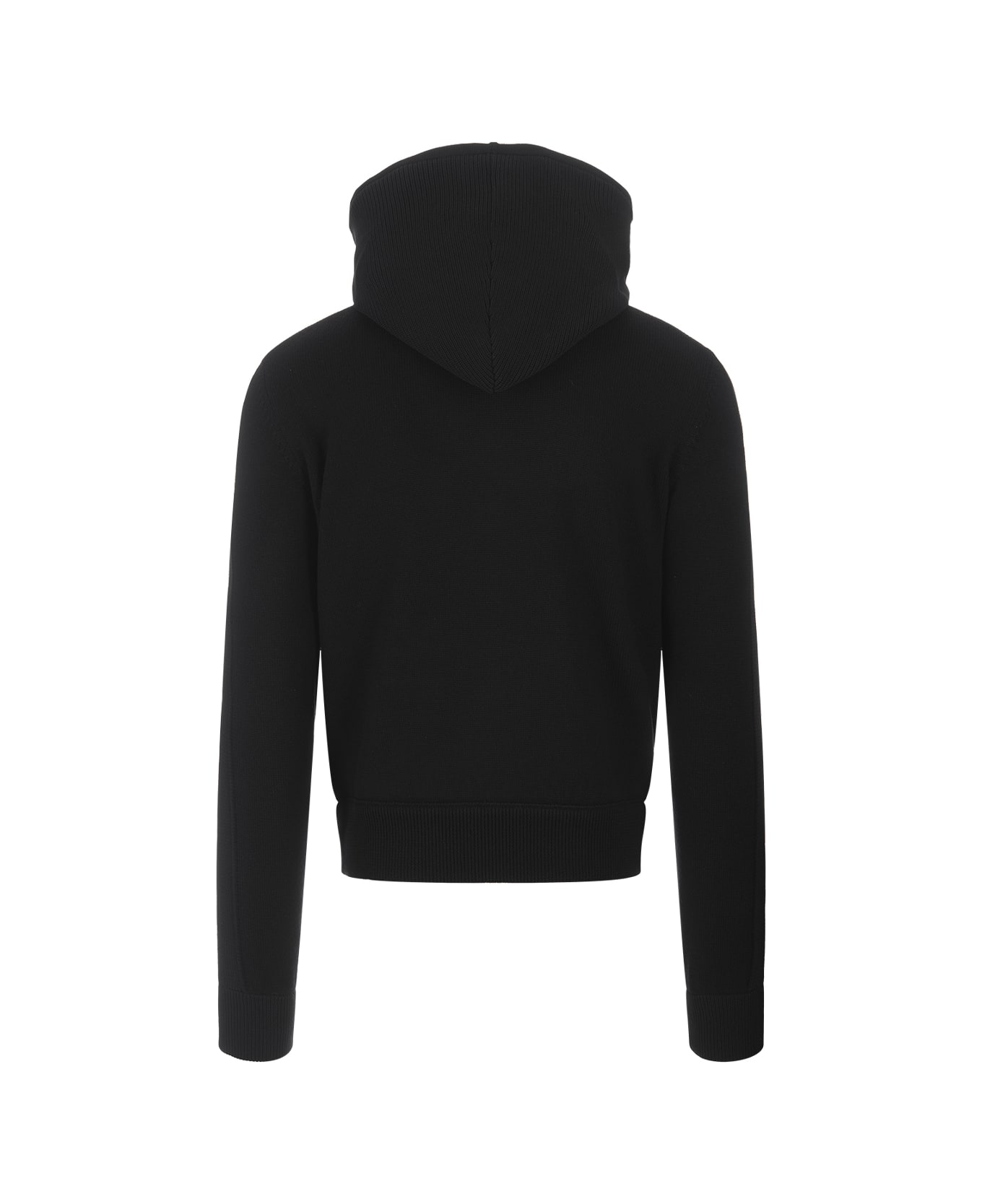 Moncler Padded Tricot Cardigan With Hood In Black - Black