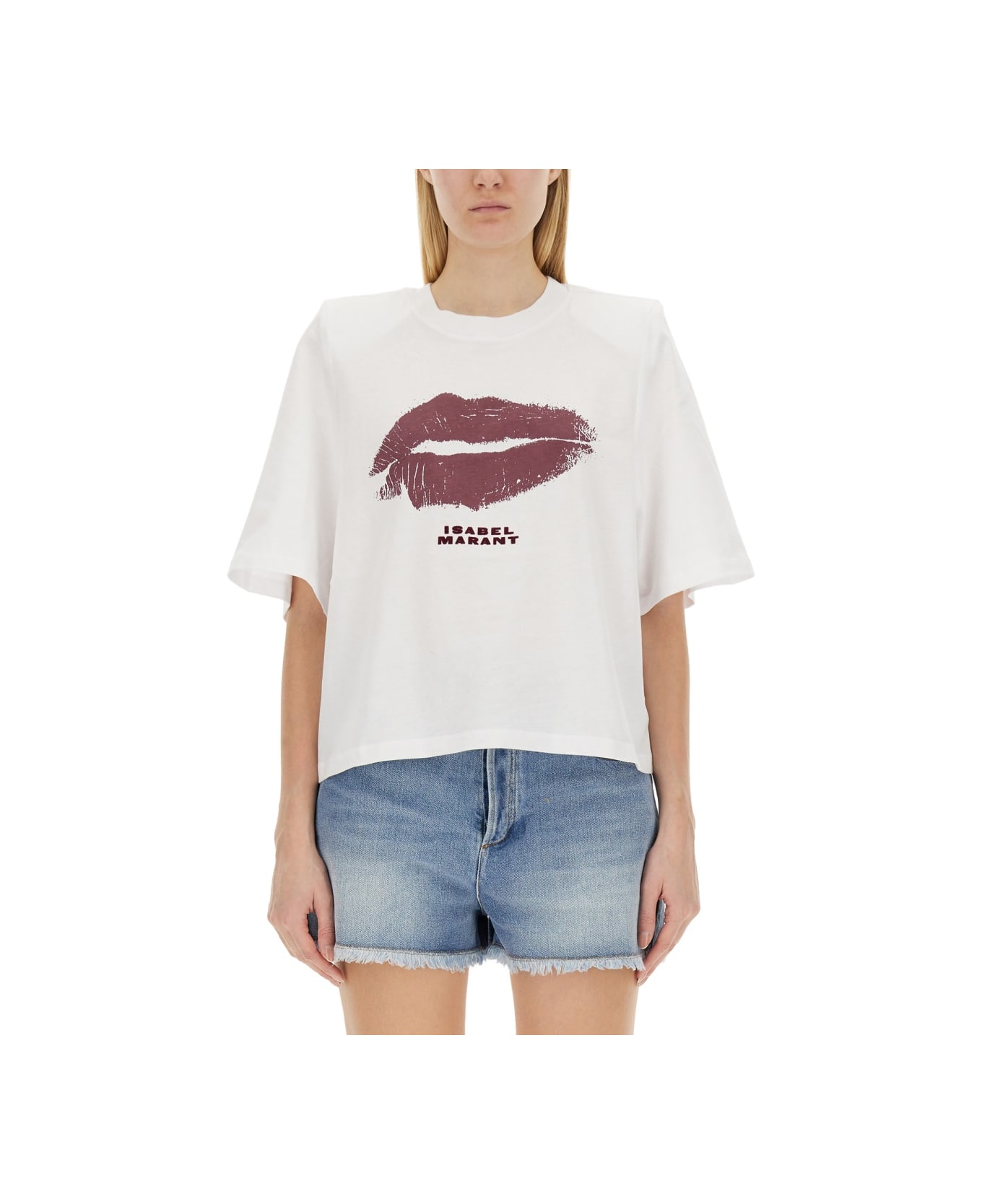 Isabel Marant Lip-printed Crewneck T-shirt - BIANCO