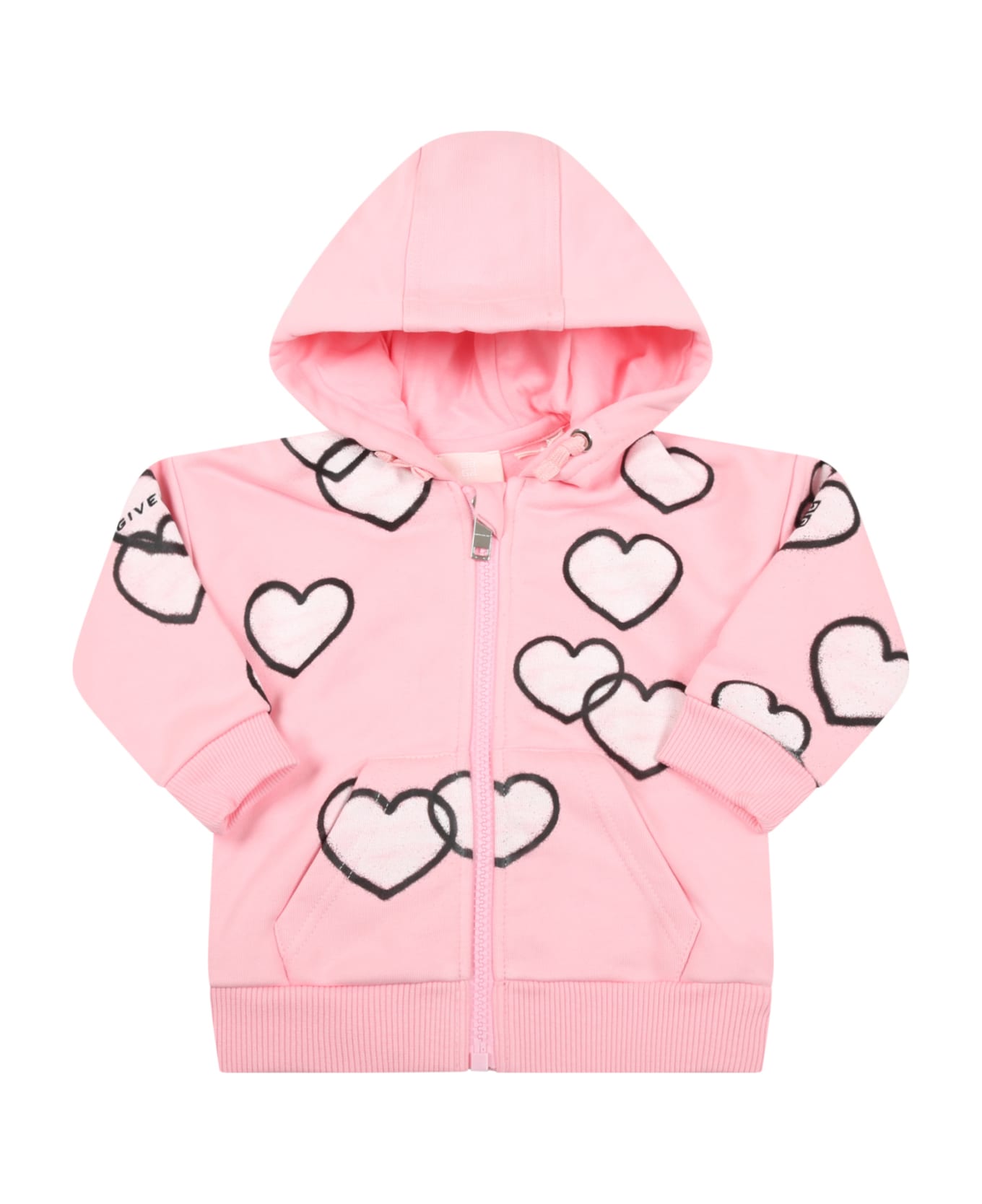 Givenchy Pink Sweatshirt For Baby Girl With Hearts - Pink