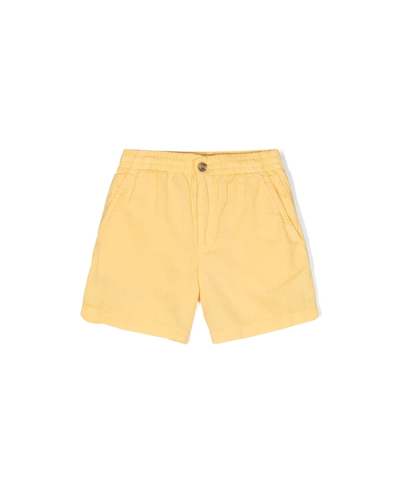 Ralph Lauren Yellow Linen And Cotton Bermuda Shorts - Yellow ボトムス
