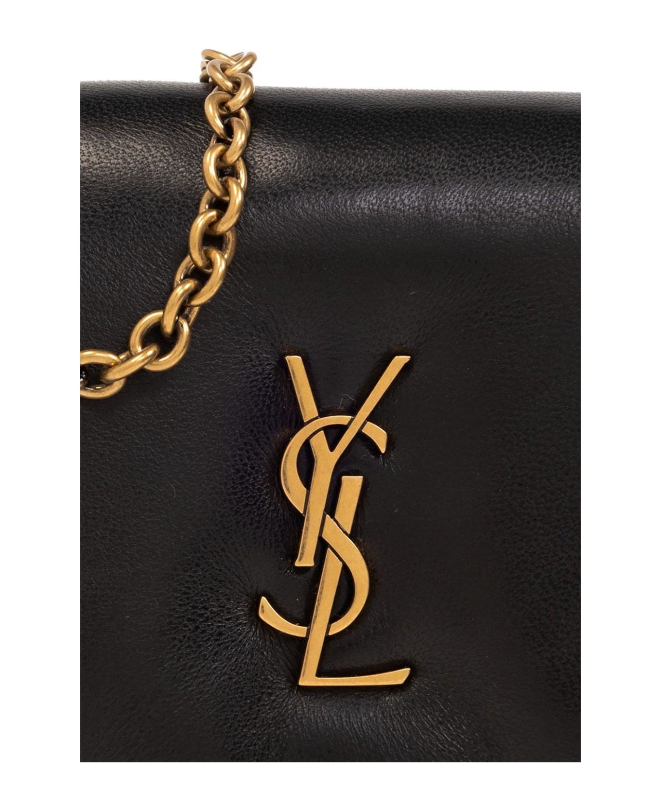 Saint Laurent Calypso Logo Plaque Padded Wallet - Black