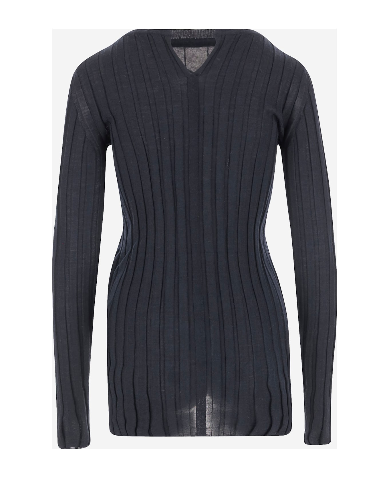 Carven Ribbed Wool And Silk Sweater - Black