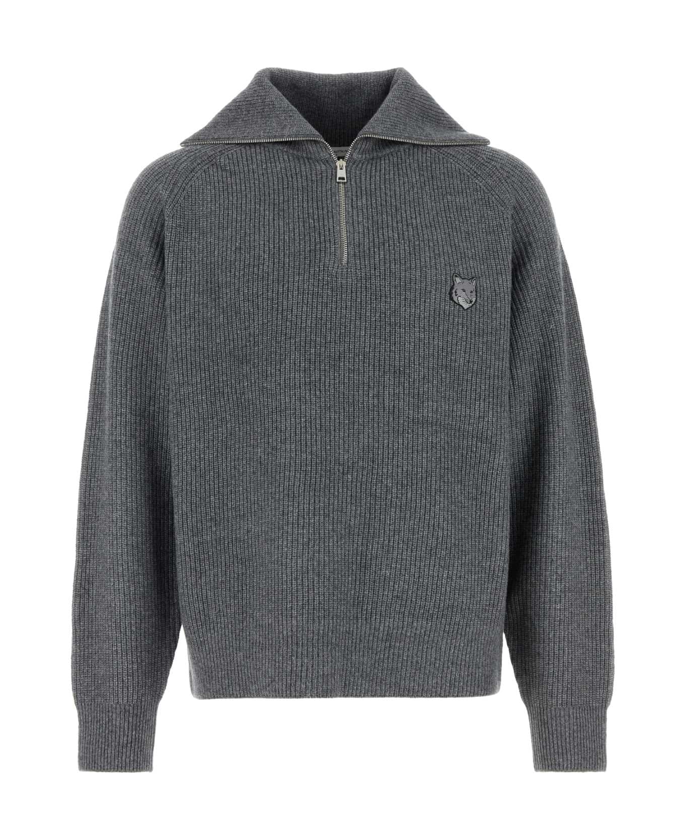 Maison Kitsuné Dark Grey Wool Blend Sweater - MEDIUMGREYMELANGE