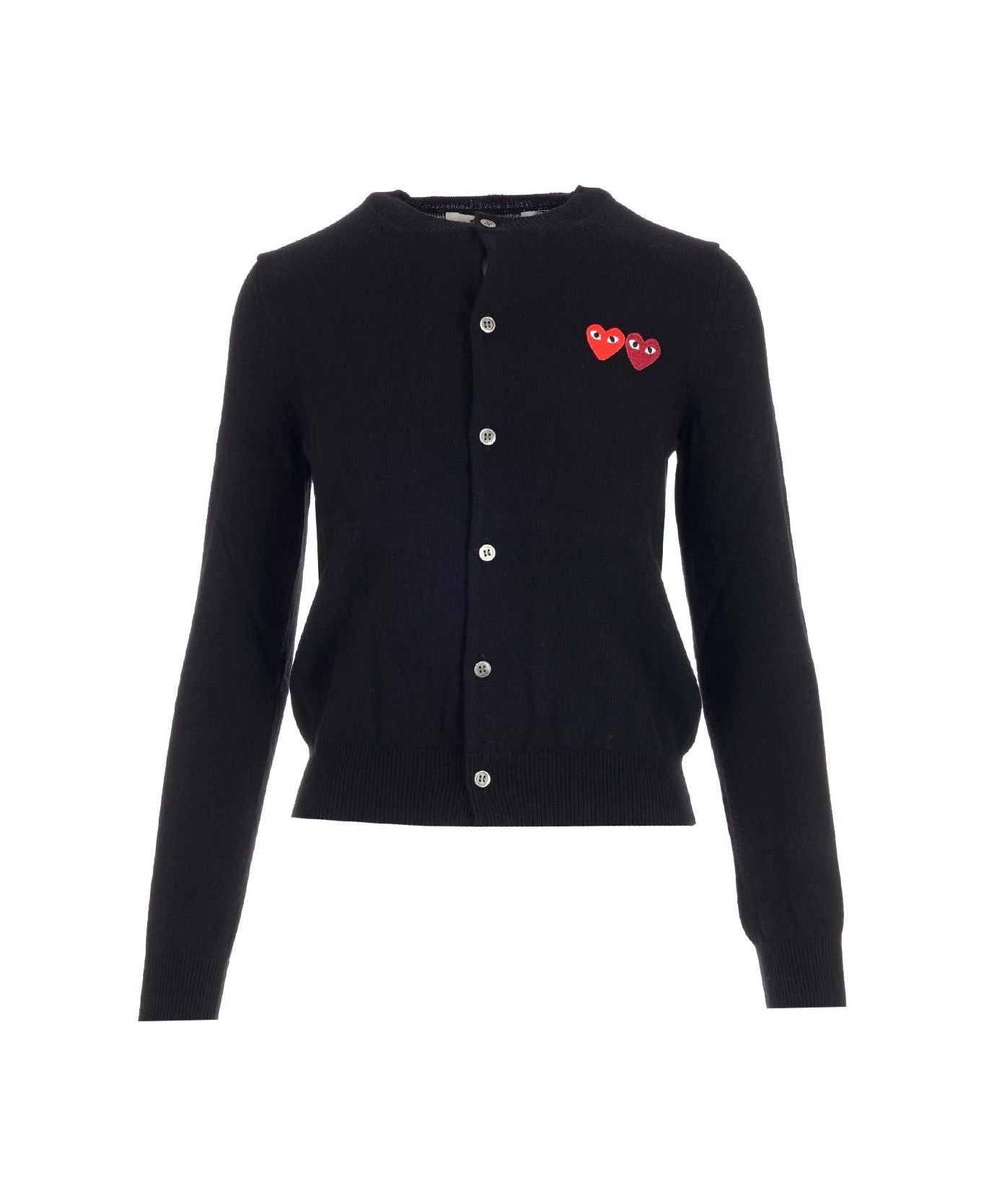 Comme des Garçons Play Logo Embroidered Buttoned Cardigan - Black