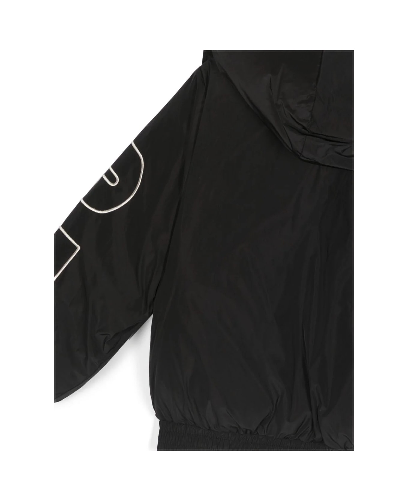 MSGM Black And White Puffer Jacket With Logo - Black コート＆ジャケット