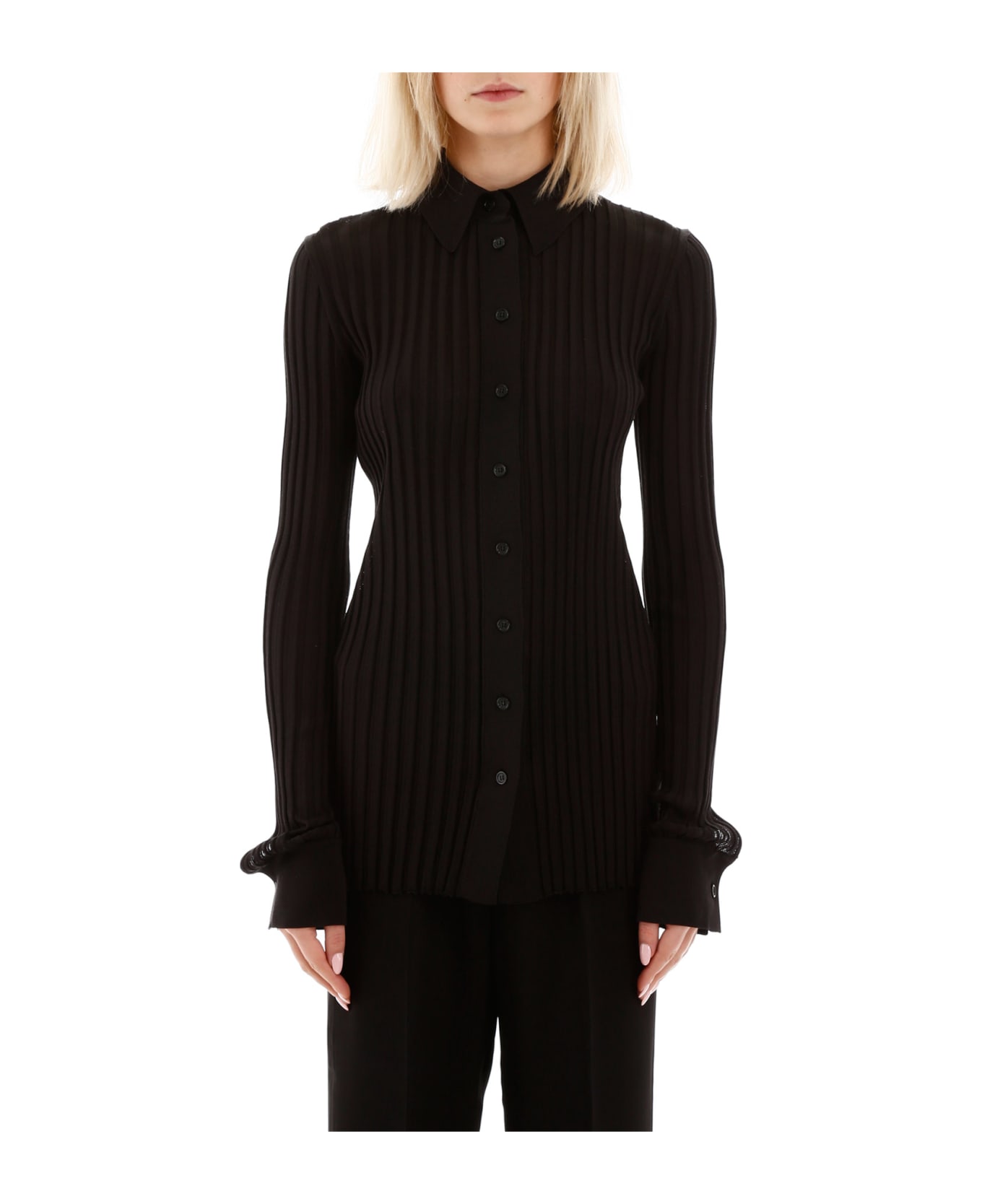 Bottega Veneta Ribbed Cardigan - NERO (Black)
