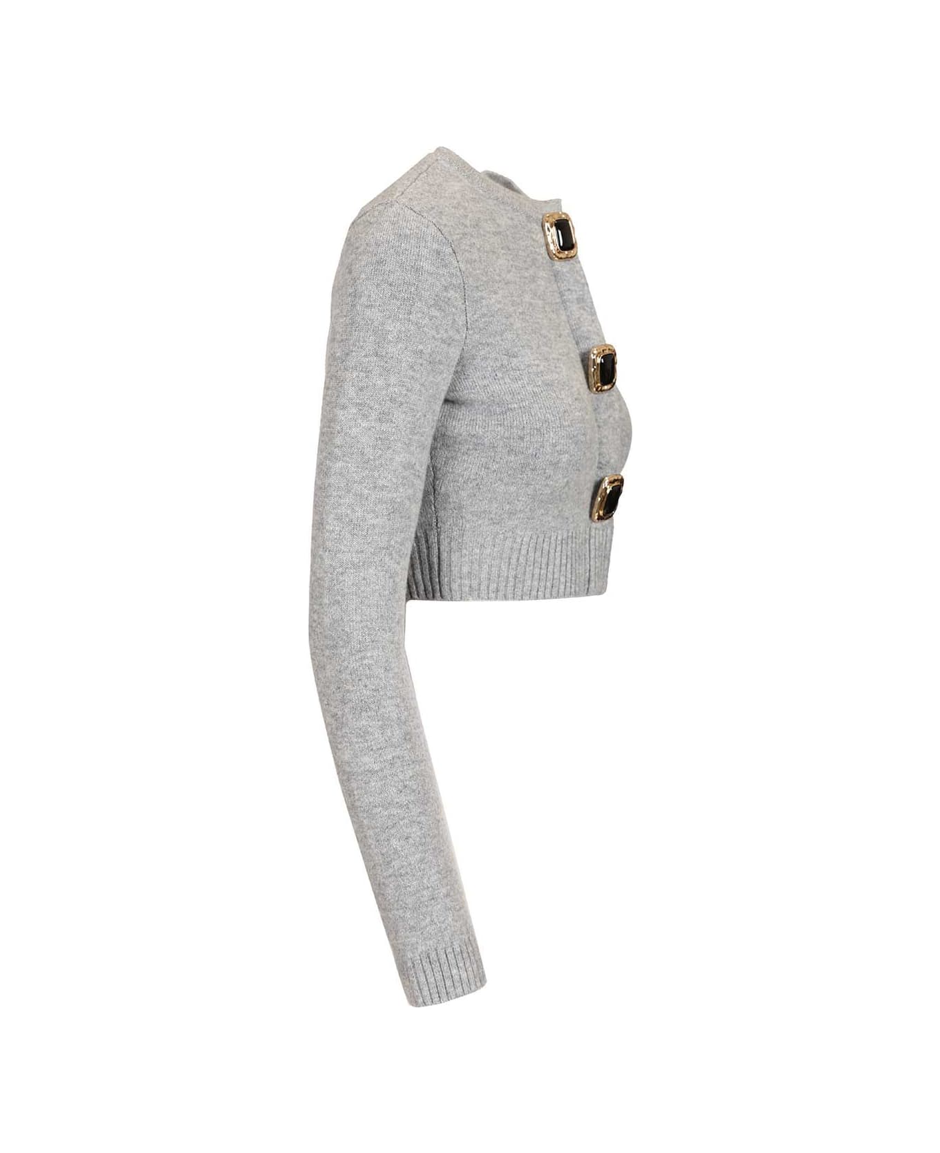 self-portrait Wool Cardigan - GREY