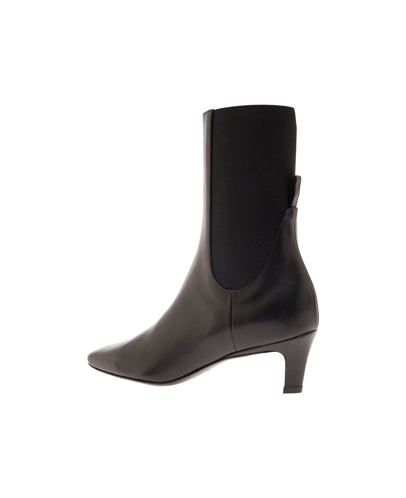 Totême The Mid Heel Leather Boot - Black