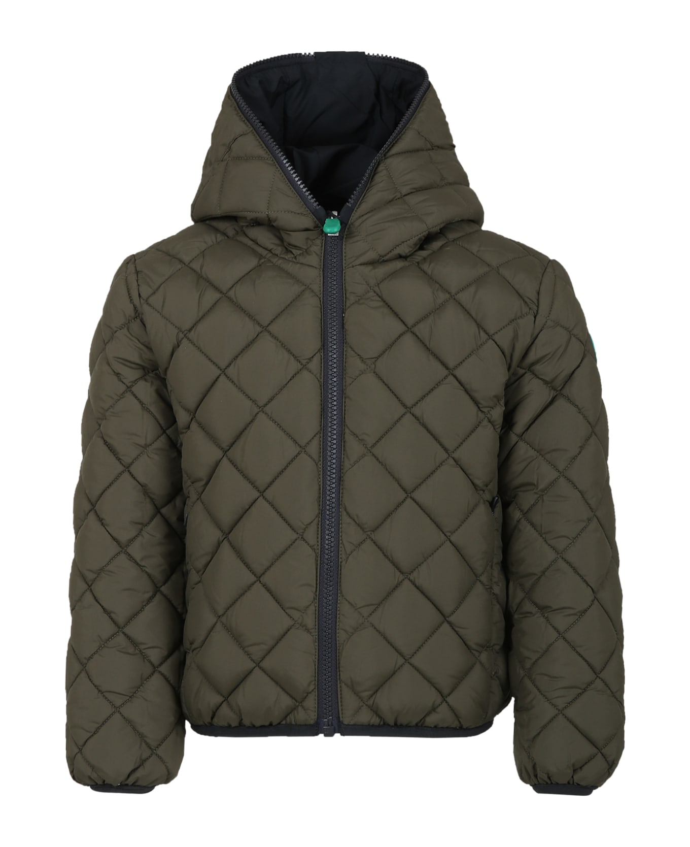Save the Duck Reversible Jobi Green Down Jacket For Boy With Logo - Green