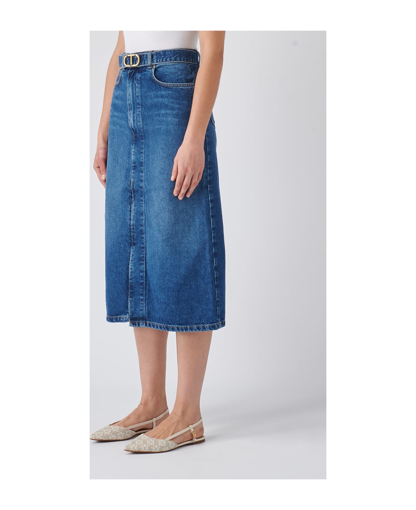 TwinSet Cotton Skirt - DENIM