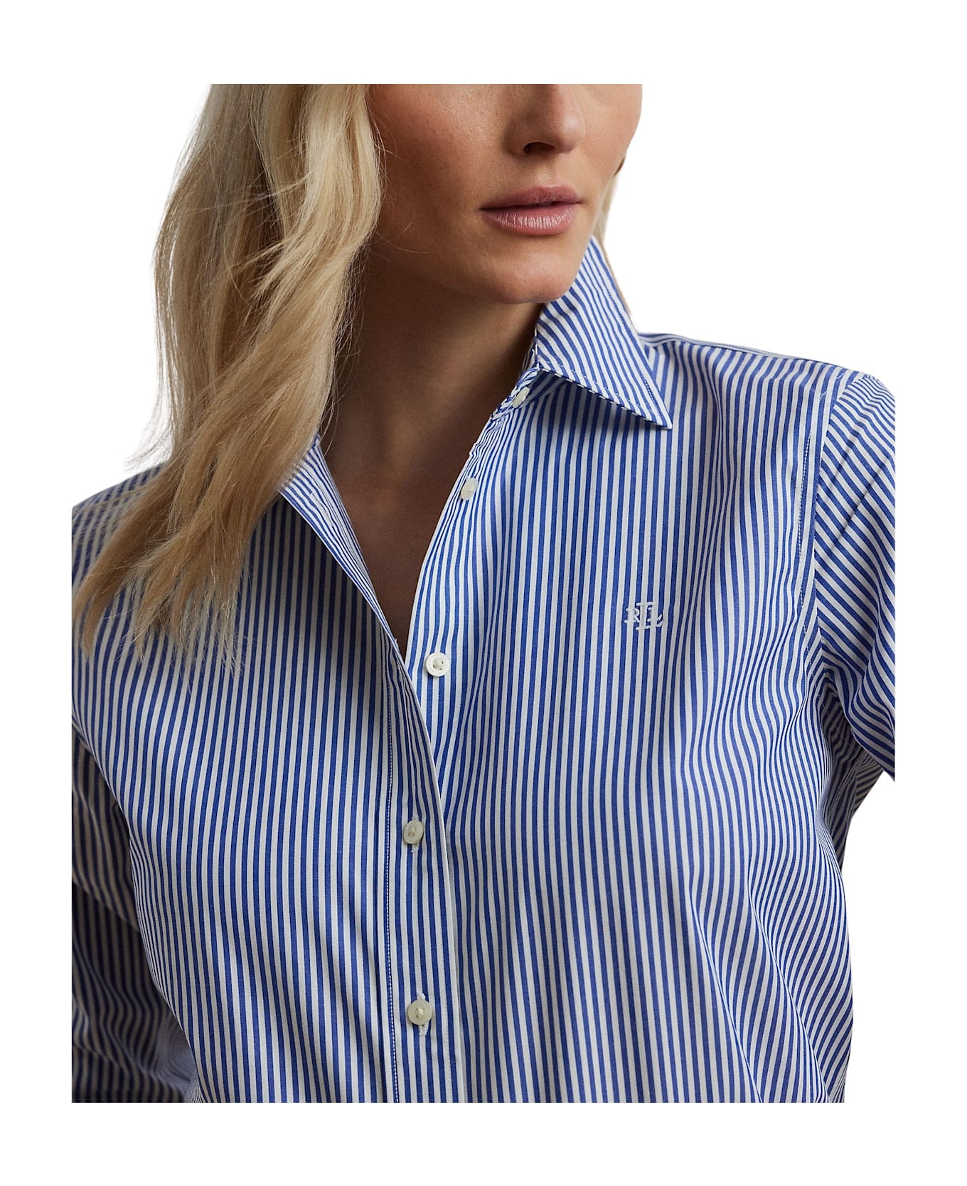 Ralph Lauren Jamelko Long Sleeve Button Front Shirt - Blue White