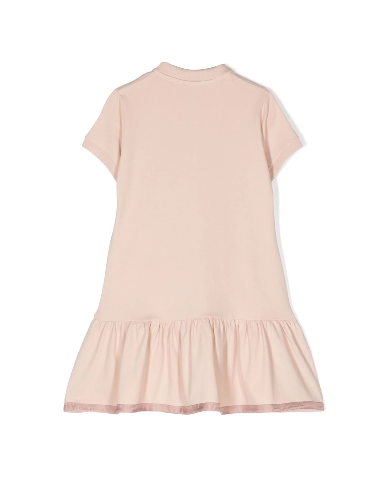 Moncler Pink Polo Style Dress With Logo Patch - Pink
