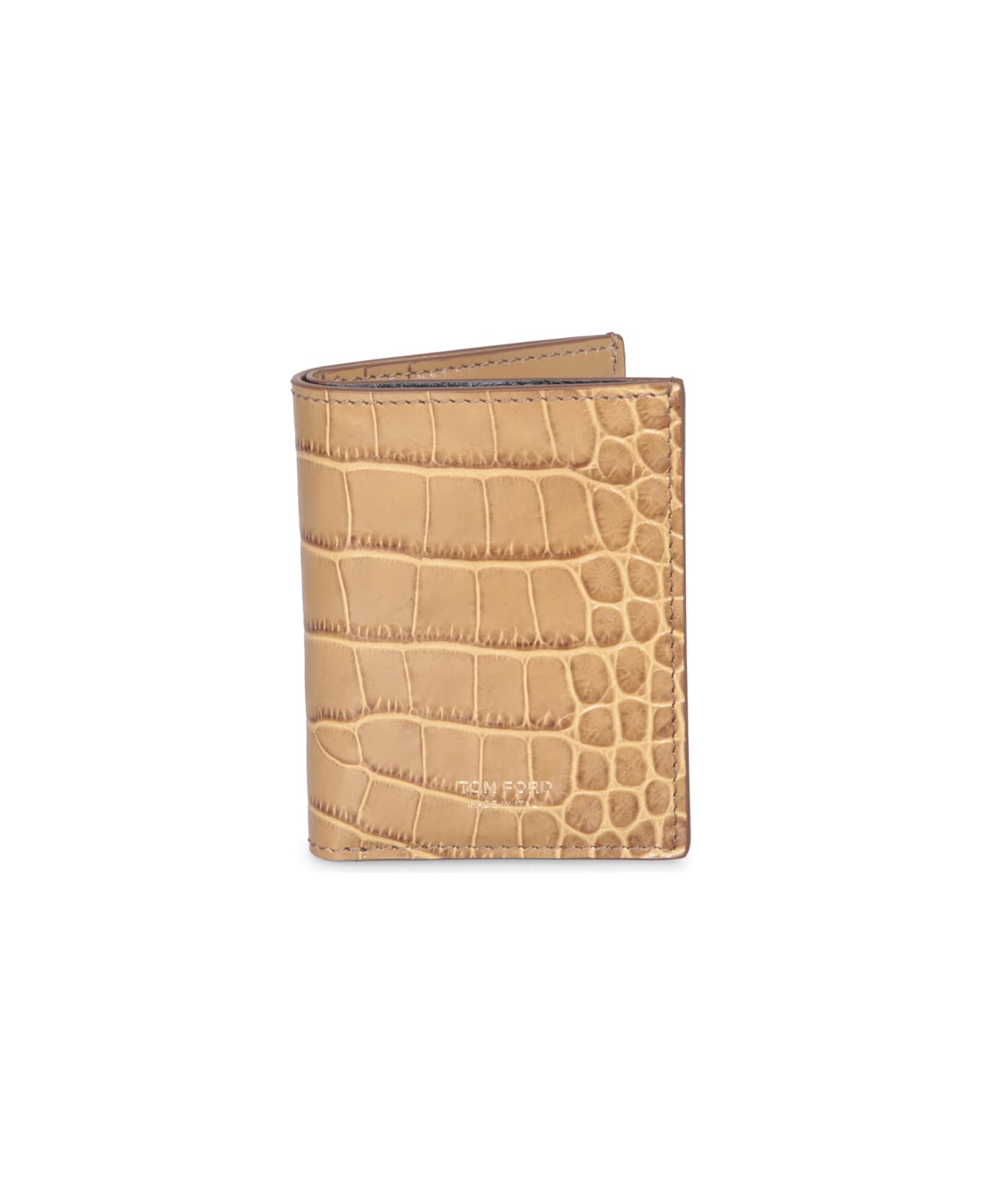 Tom Ford Croco Beige Card Holder - Beige