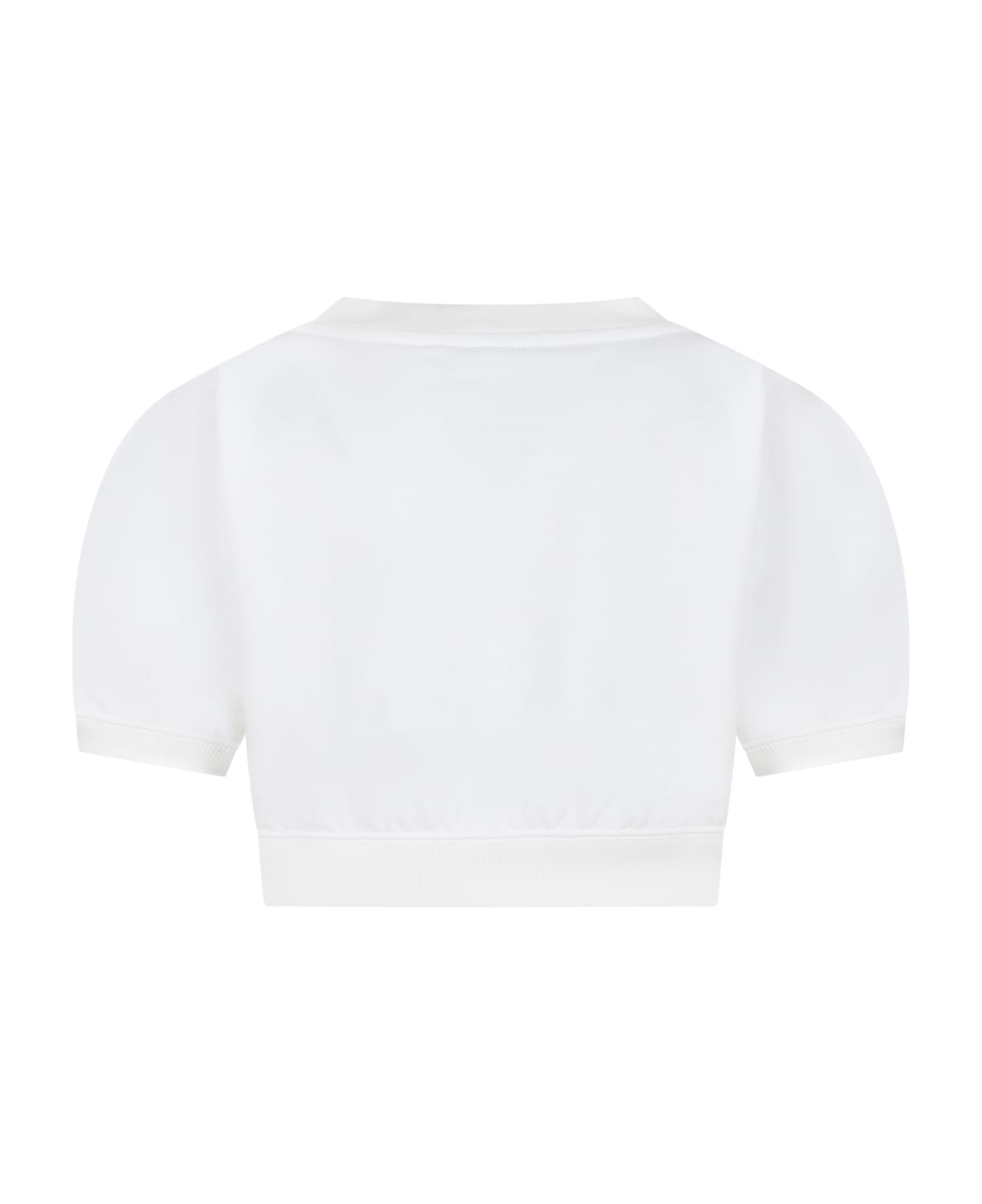 Fendi White Sweatshirt For Girl With Logo - White