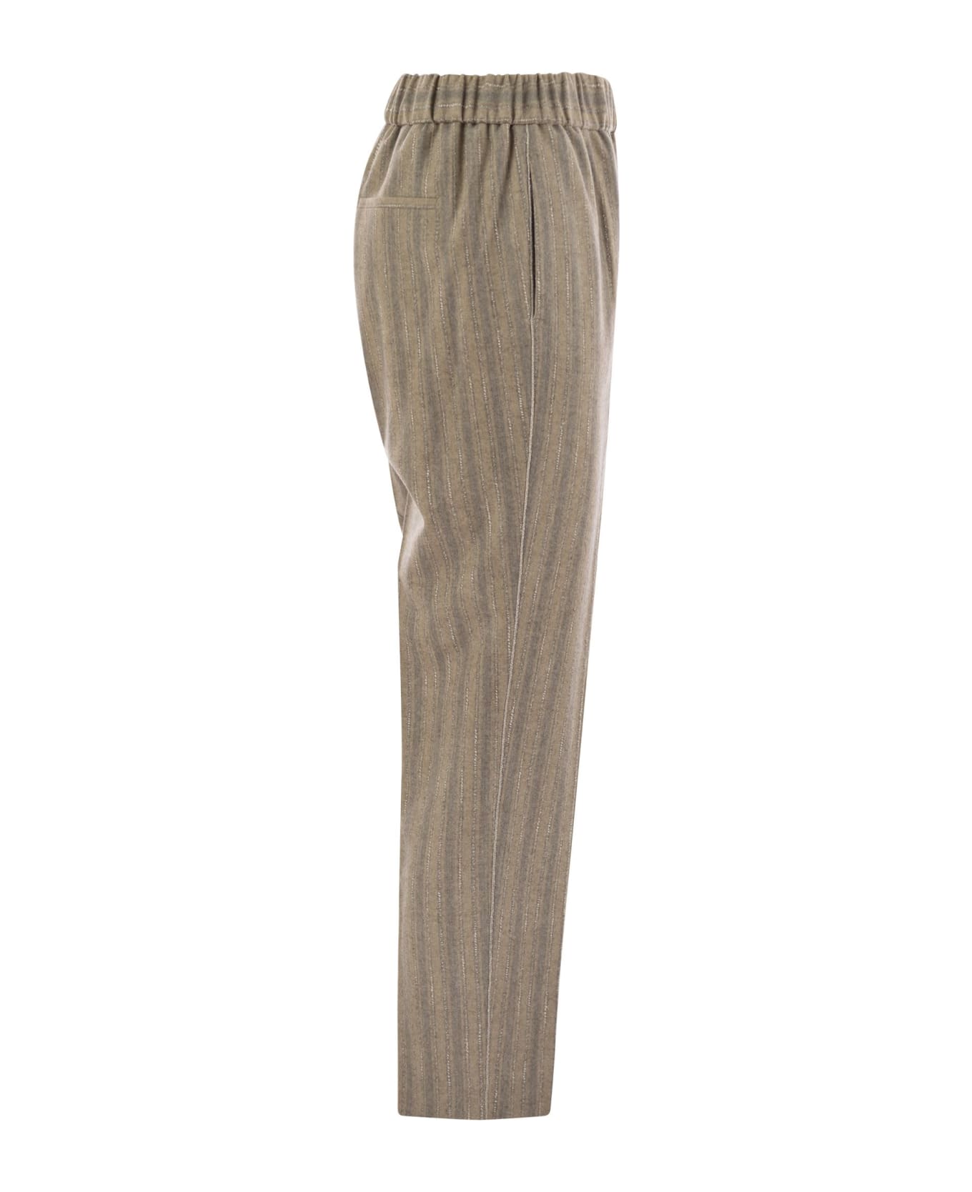 Peserico Striped Wool-blend Trousers - Beige