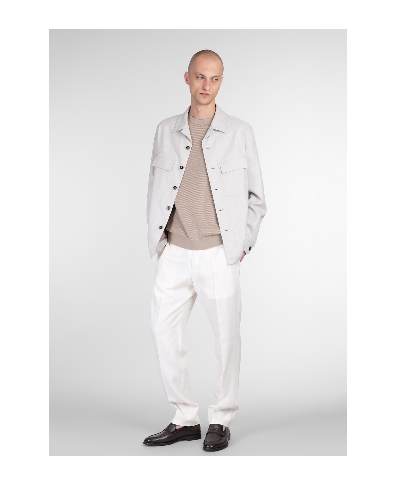 Zegna Casual Jacket In Beige Linen - beige