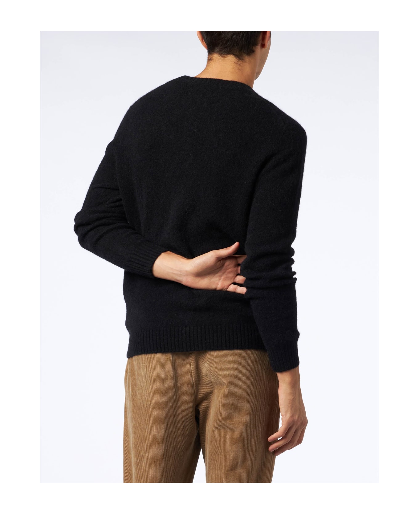 MC2 Saint Barth Man Black Stretch Wool Sweater With St. Barth Embroidery - BLACK