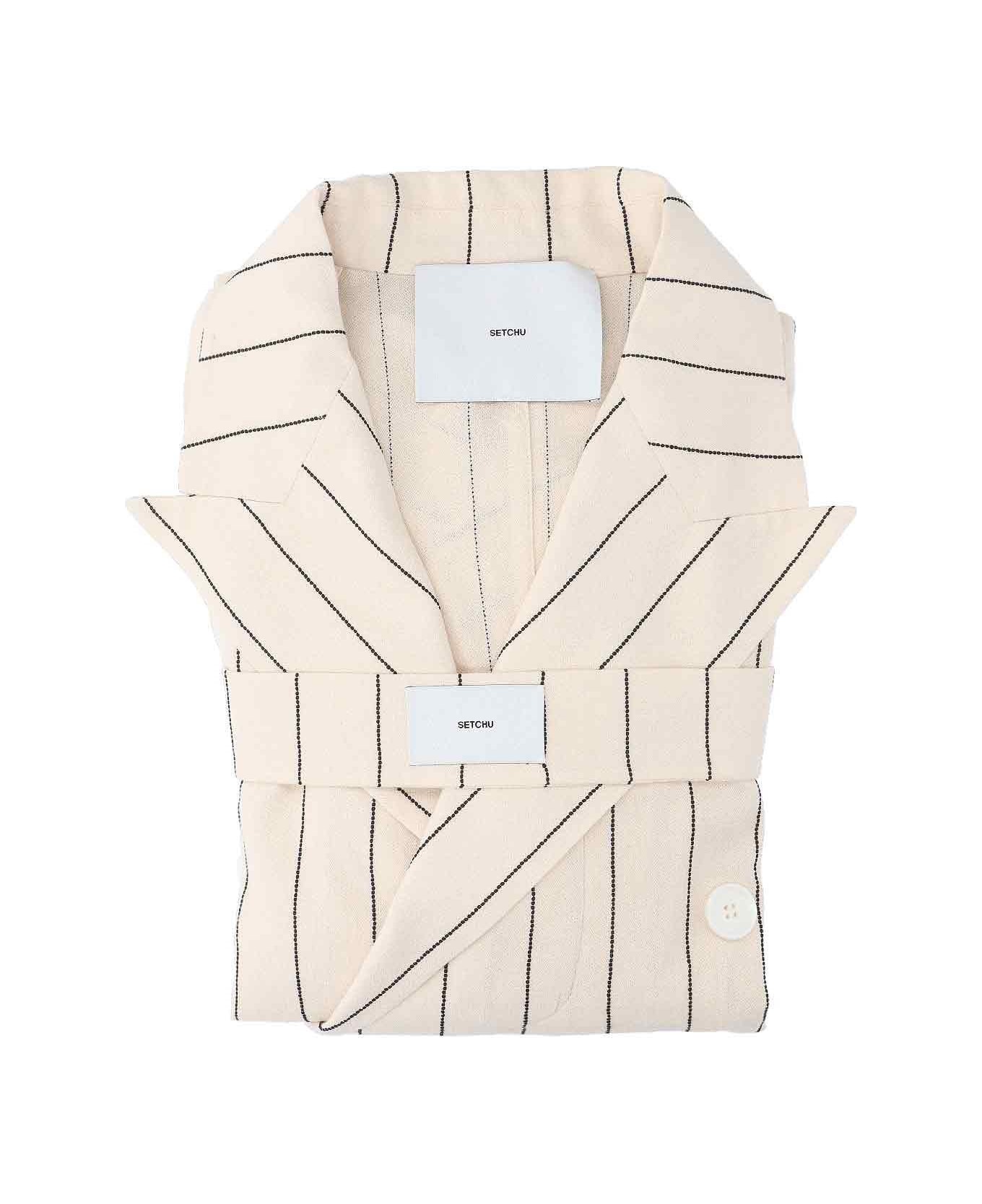 Setchu Pinstriped Double-breasted Blazer - Beige