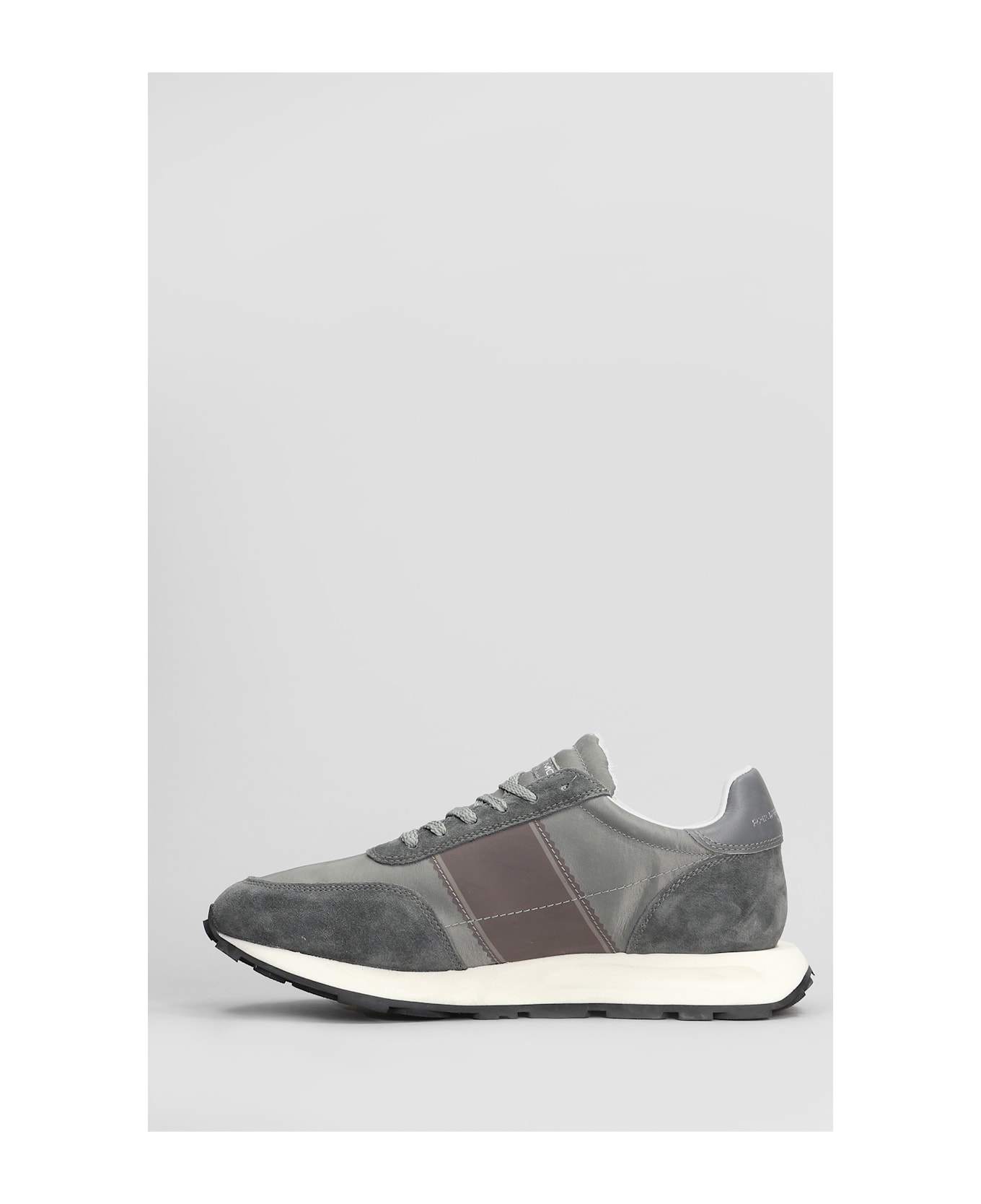 Philippe Model Tour Low Sneakers In Grey Suede And Fabric - grey