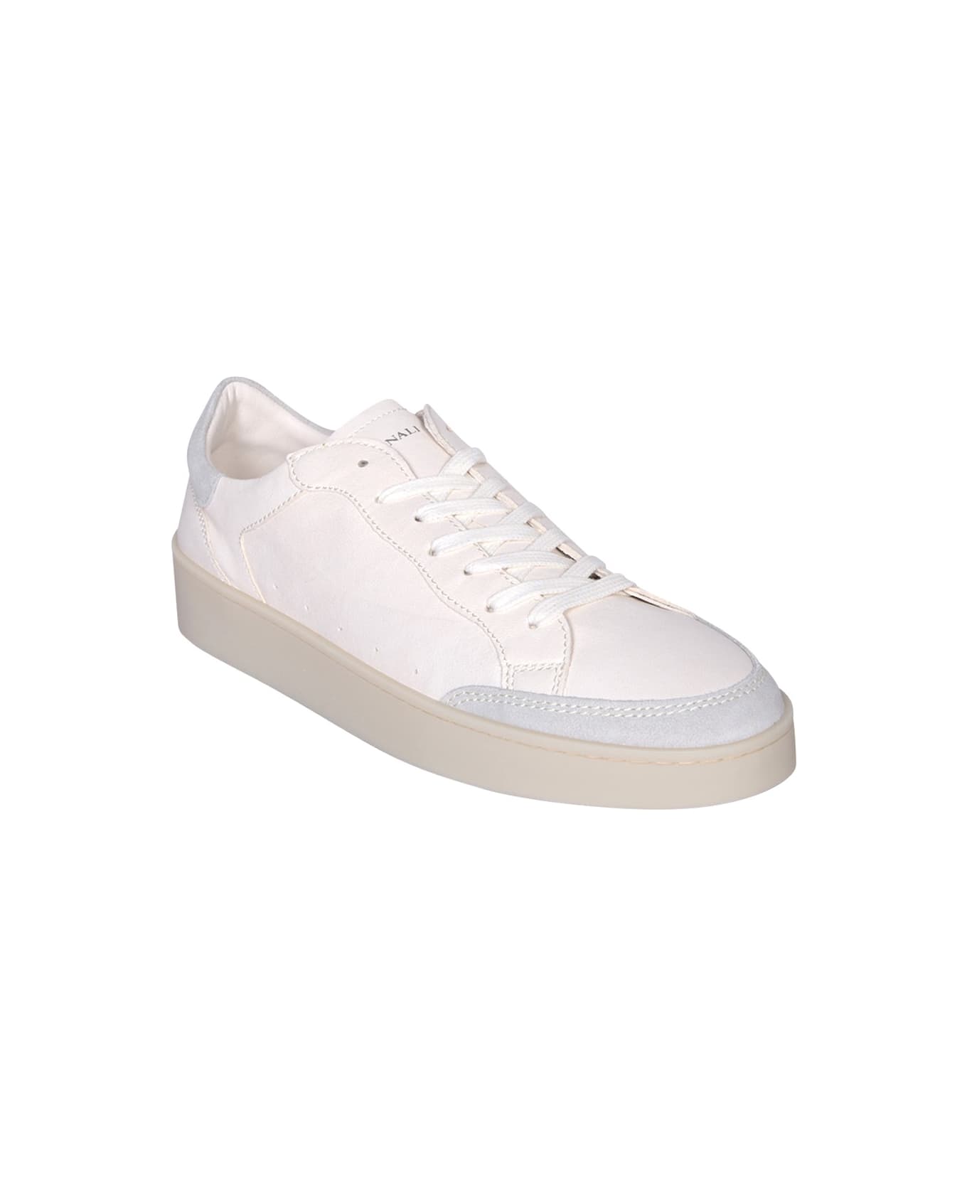 Canali Bi-material White Sneakers - White