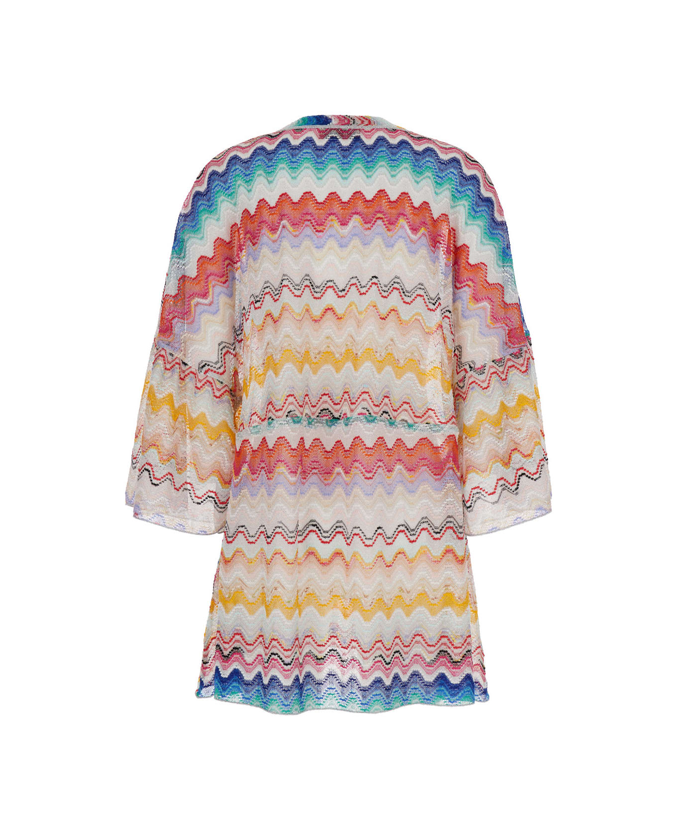 Missoni Multicolor Mini-dress With Signature Zig-zag Pattern In Viscose Woman - White ワンピース＆ドレス