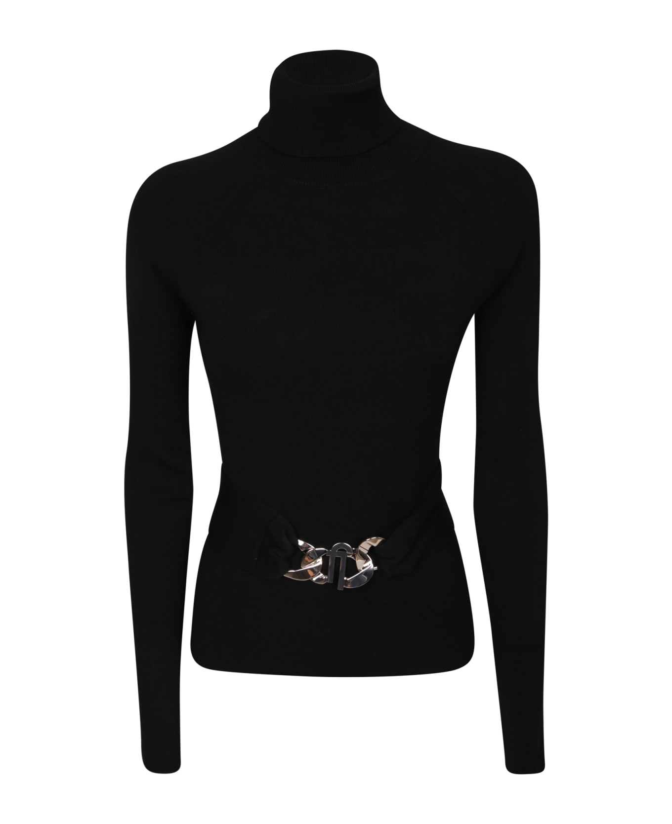 Liu-Jo Cut-out Belt Turtleneck Sweater - Black