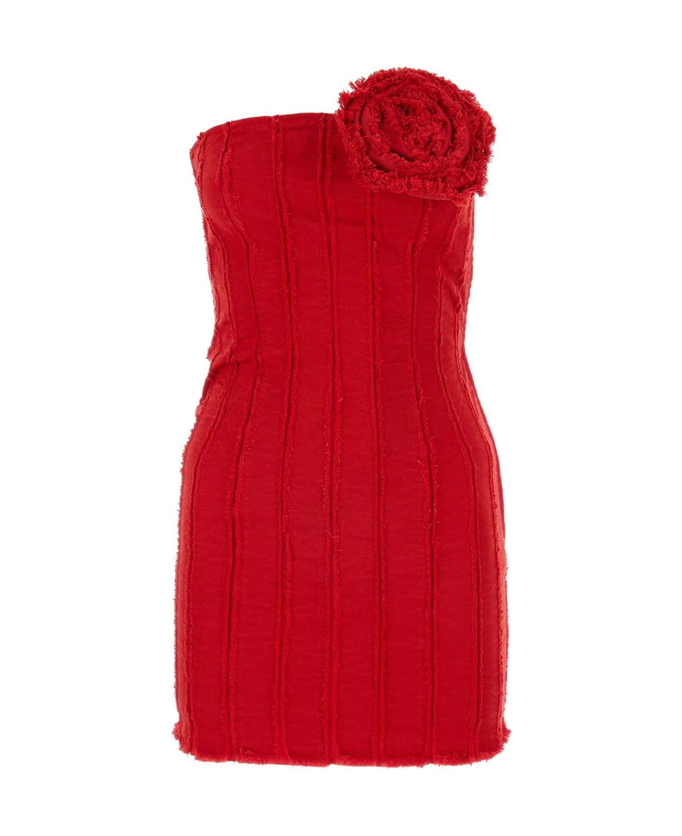 Blumarine Red Stretch Cotton Mini Dress - LIPSTICKRED ワンピース＆ドレス