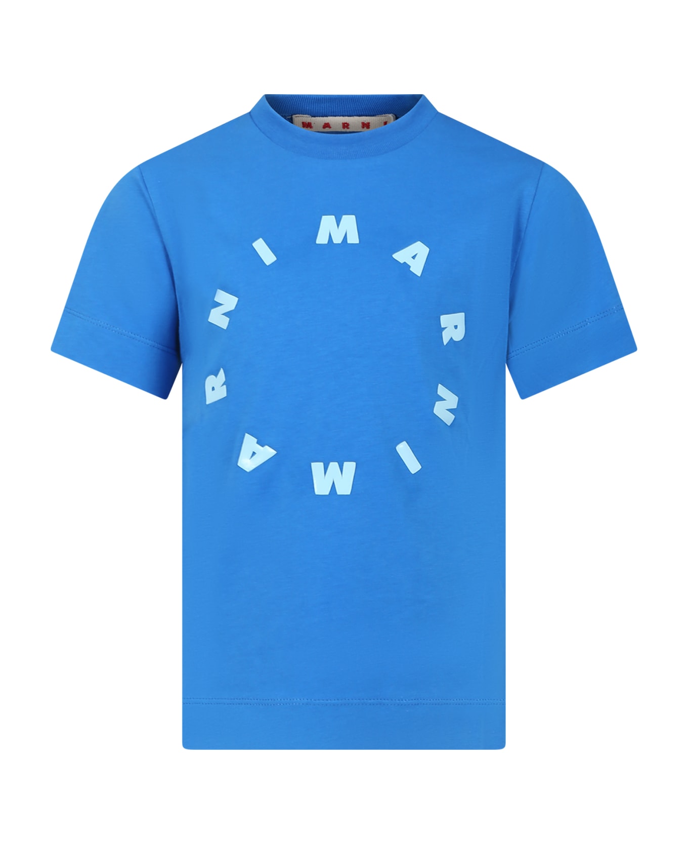 Marni Light Blue T-shirt For Kids With Logo - Light Blue Tシャツ＆ポロシャツ